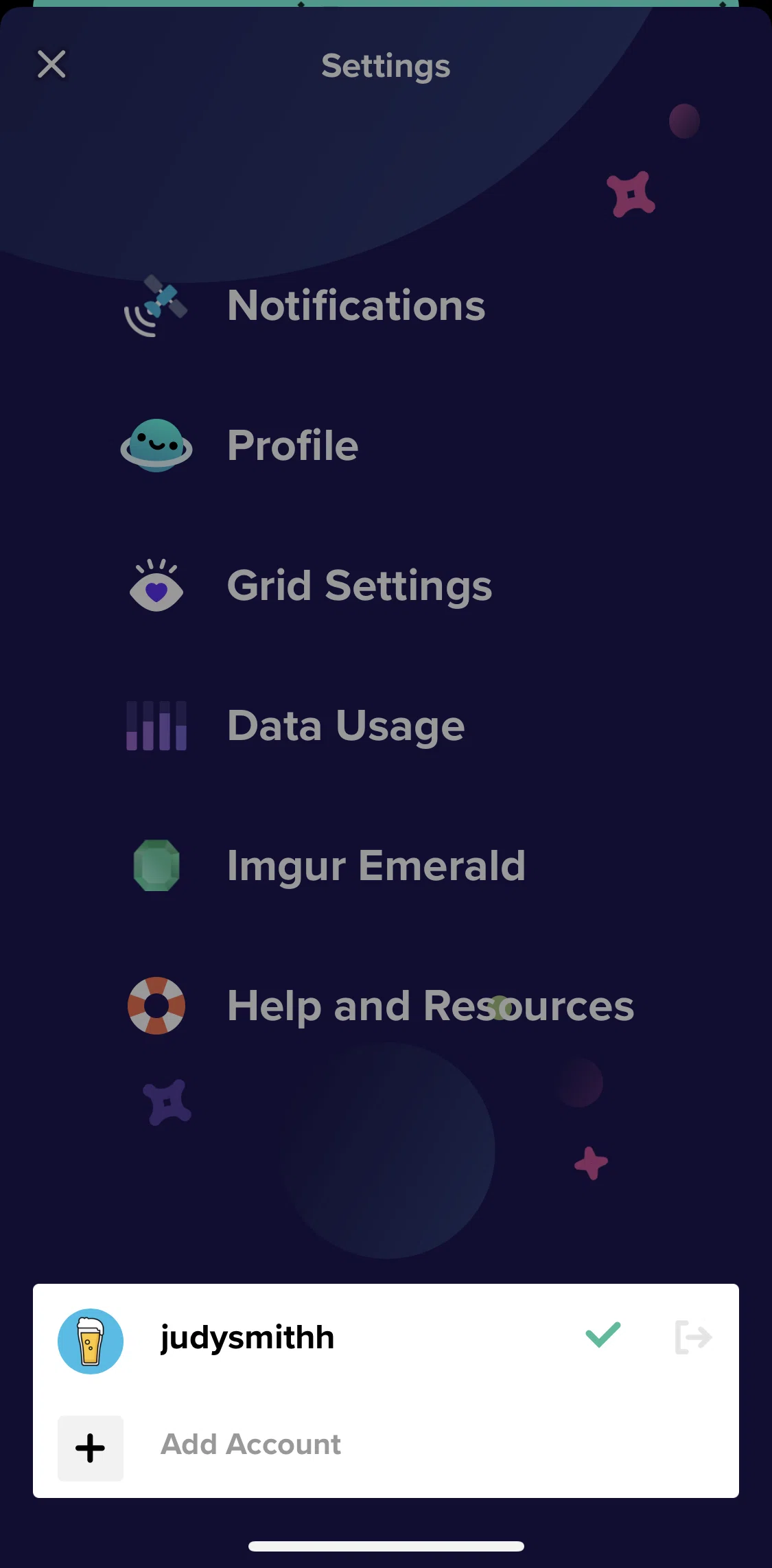 Imgur Screen screen in the Logging out flow