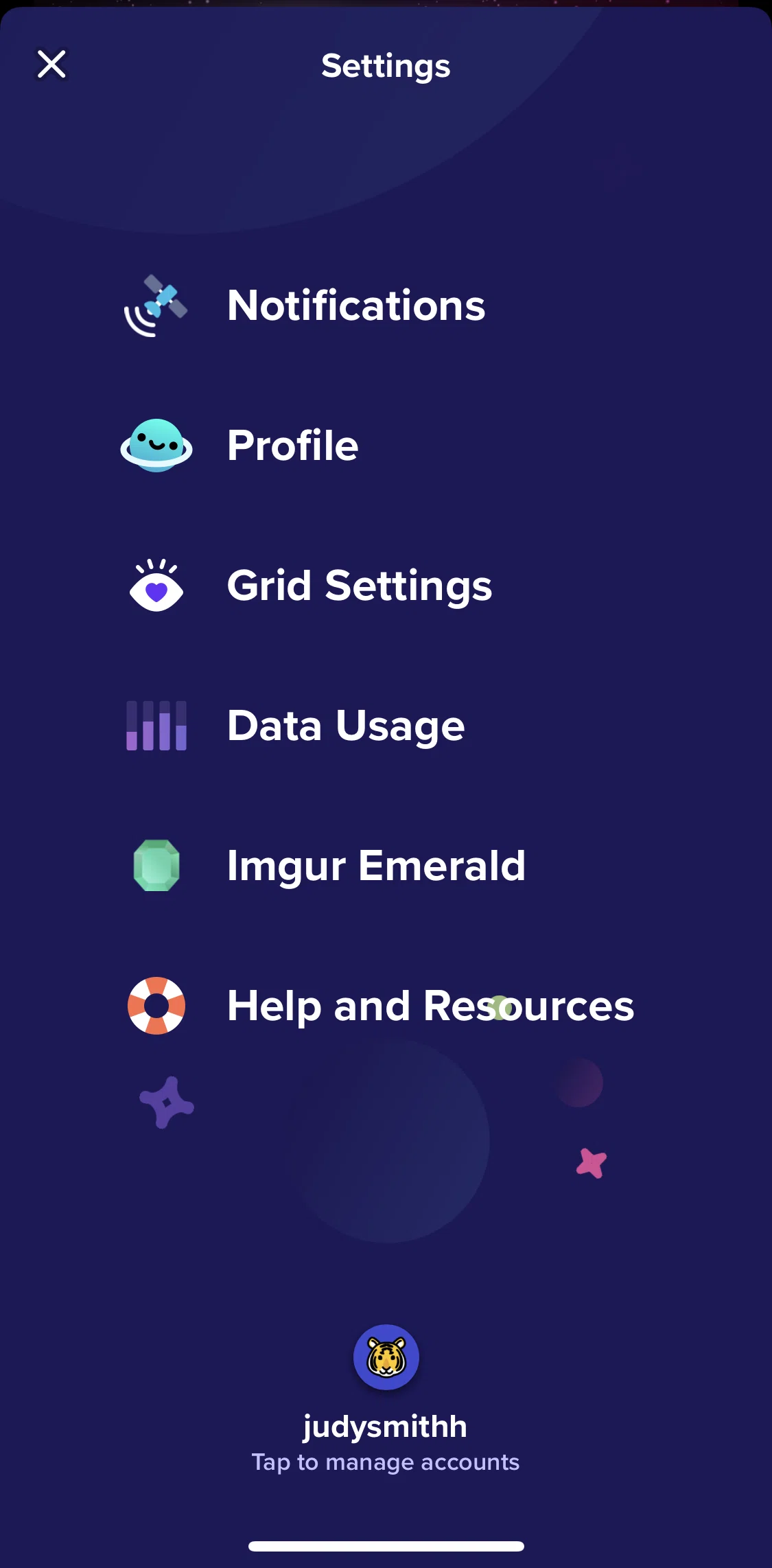 Imgur Screen screen in the Notifications (settings) flow
