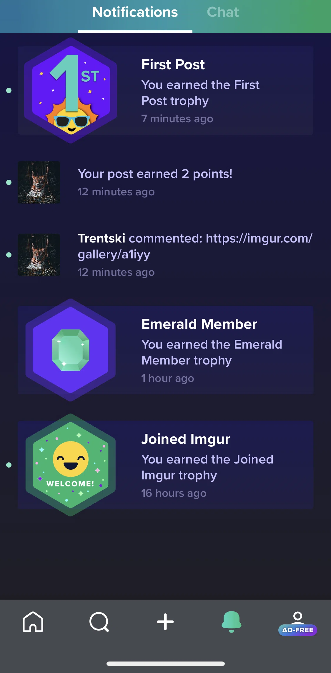 Imgur Screen screen in the Notifications flow