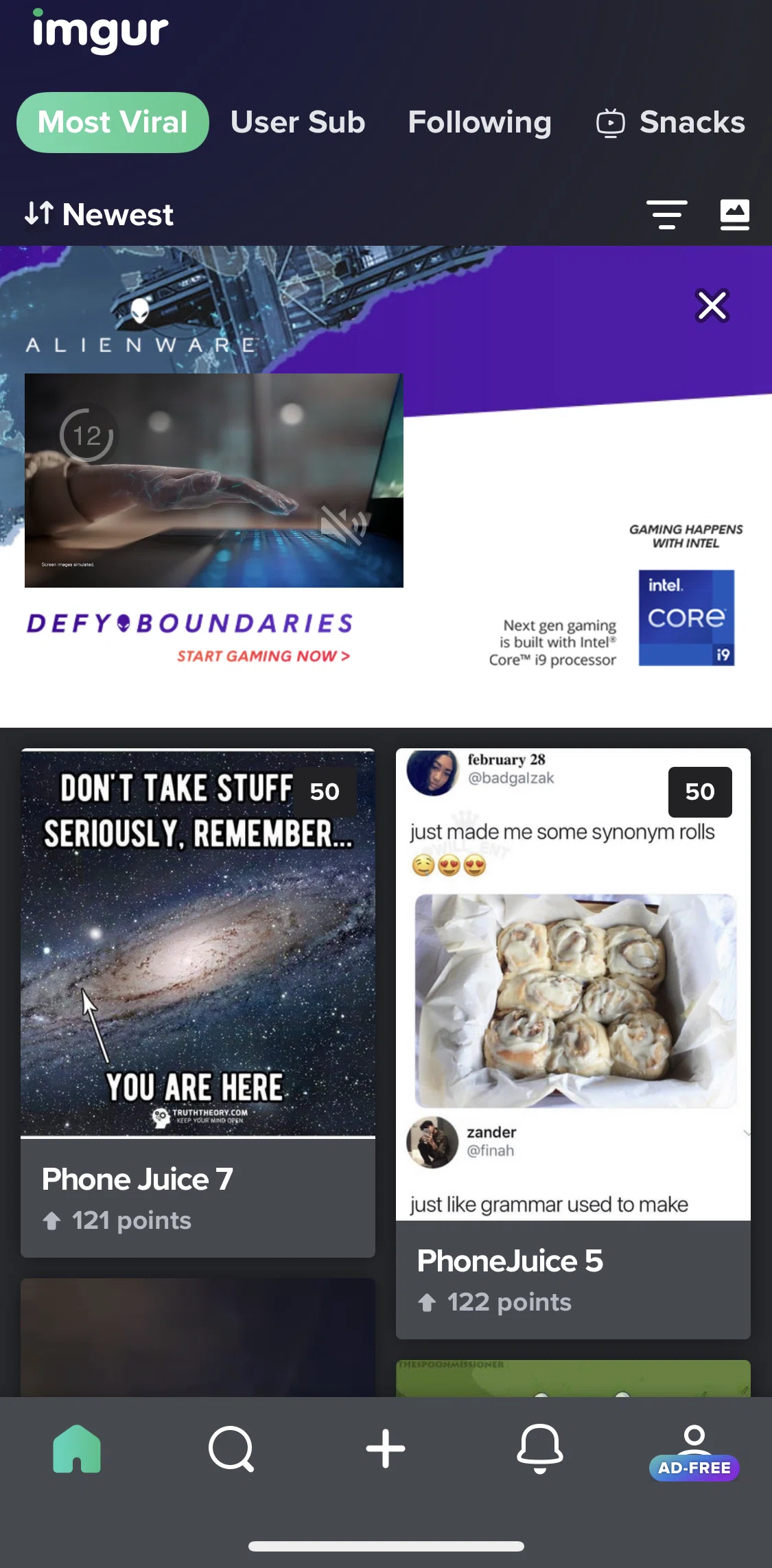 Imgur Screen screen in the Subscribing to Imgur Emerald flow