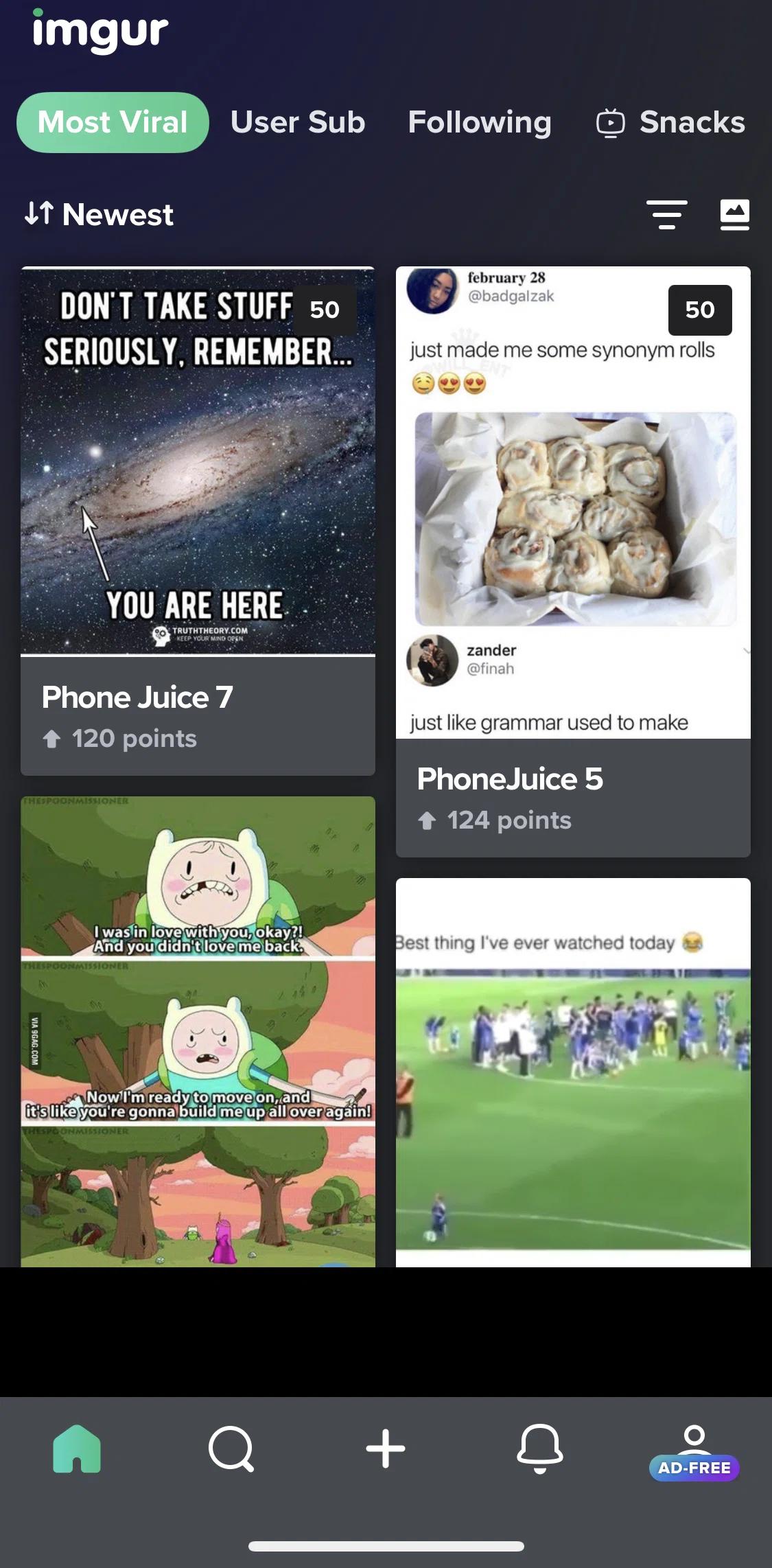 Imgur Screen screen in the Switching to list view flow