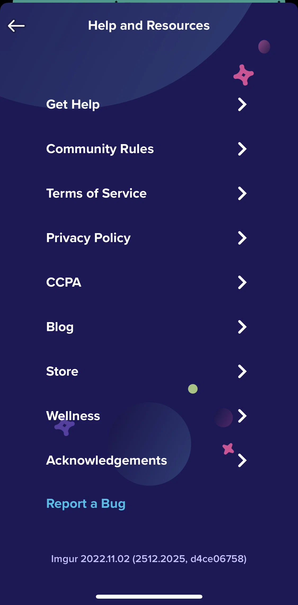 Imgur Screen screen in the Terms of service flow