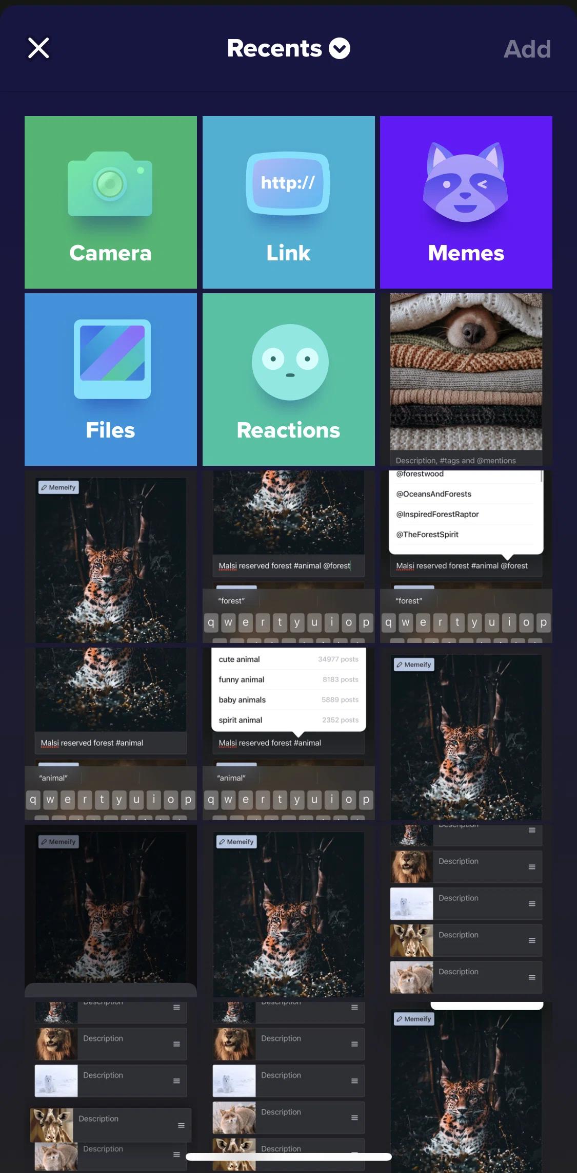 Imgur Screen screen in the Uploading a reaction flow