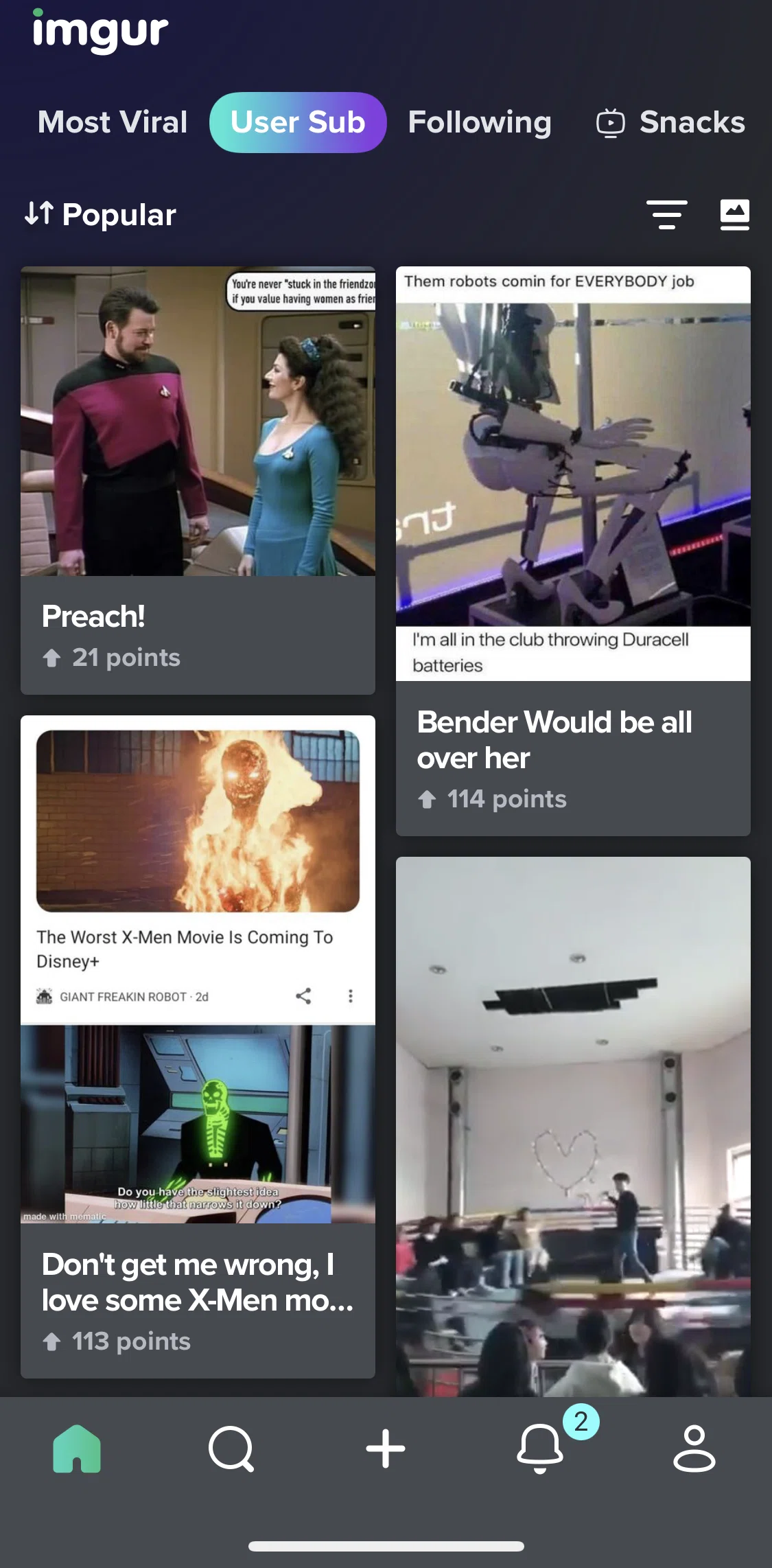 Imgur Screen screen in the User sub flow