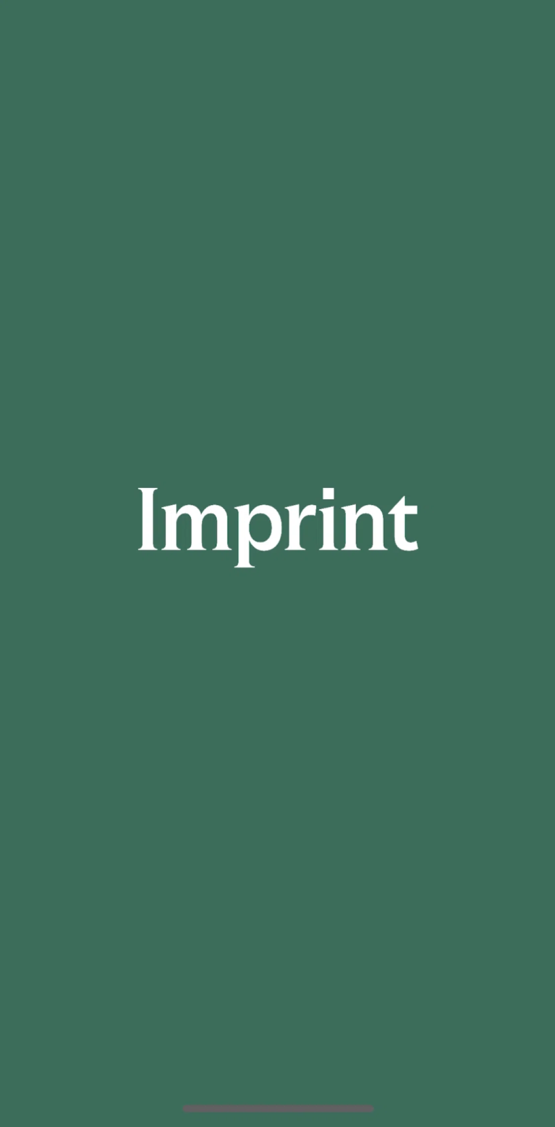 Imprint Screen screen in the Logging in flow