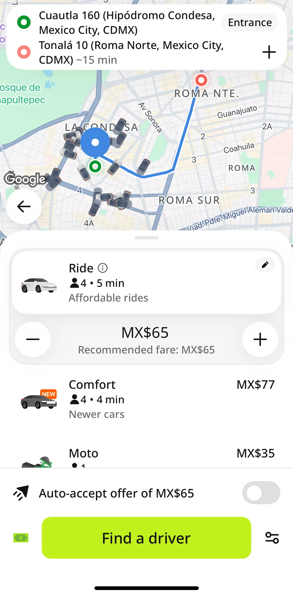 inDrive Screen screen in the Adding a location detail flow
