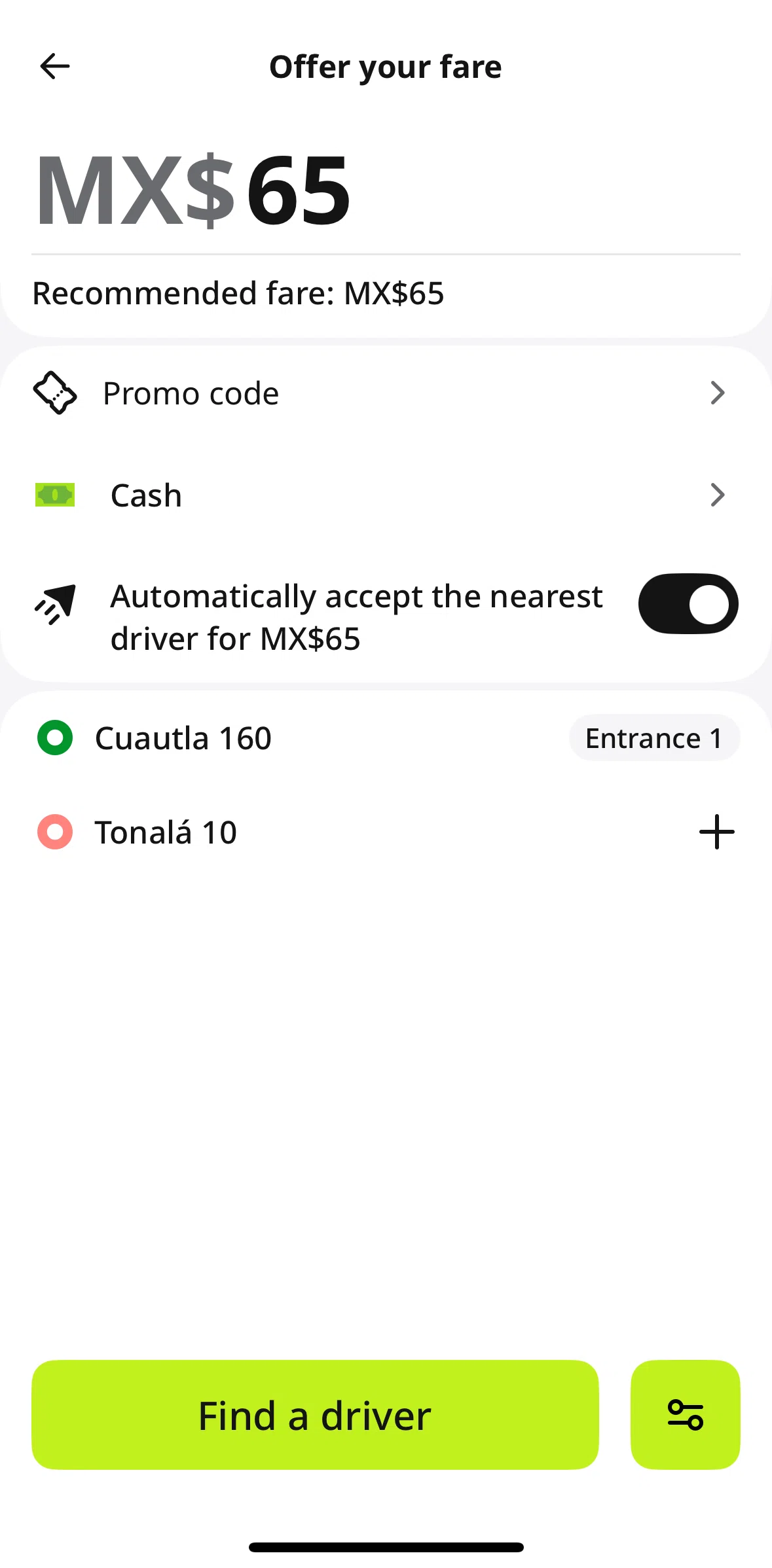 inDrive Screen screen in the Changing payment method flow