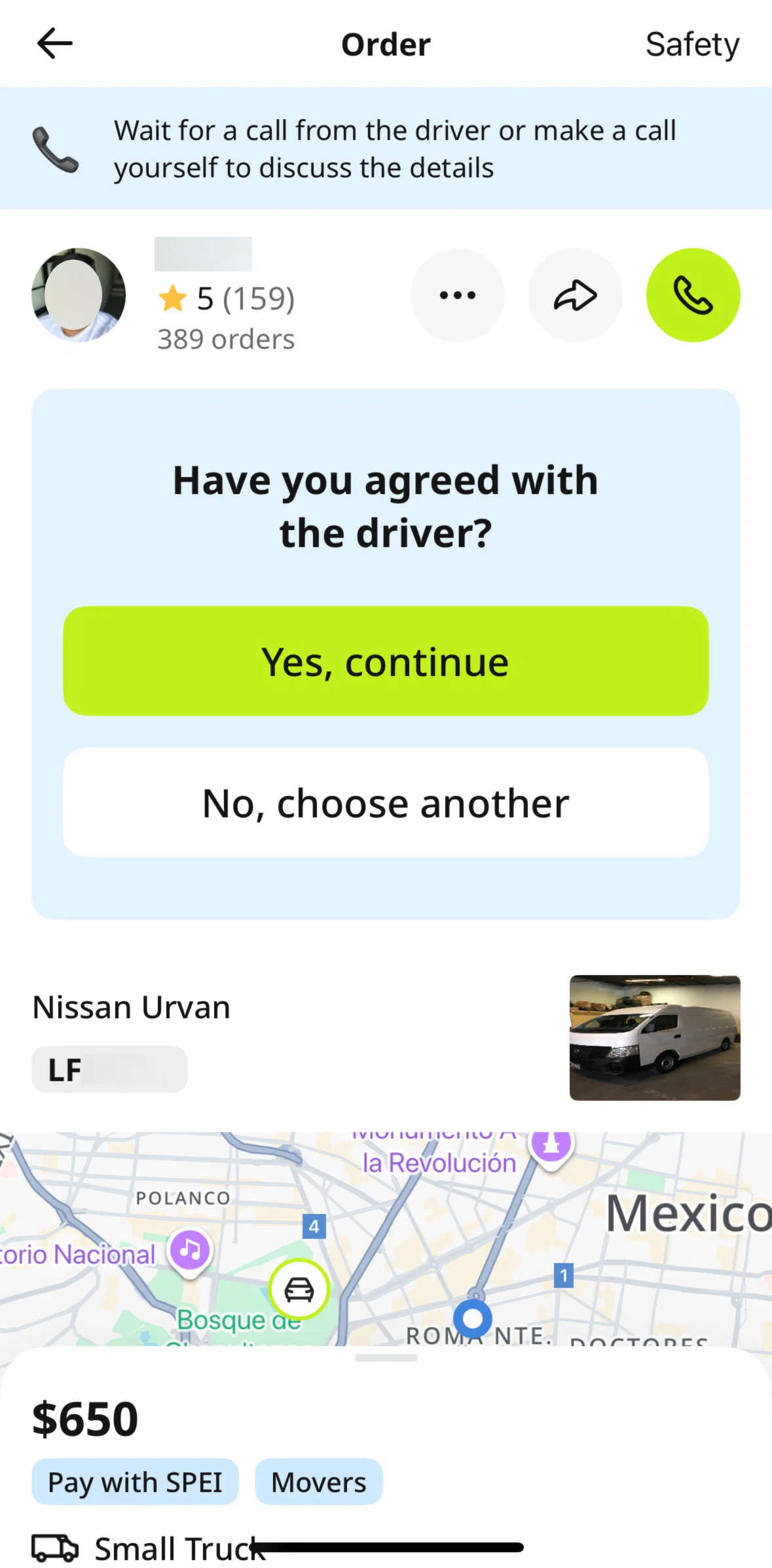 inDrive Screen screen in the Choosing another driver flow