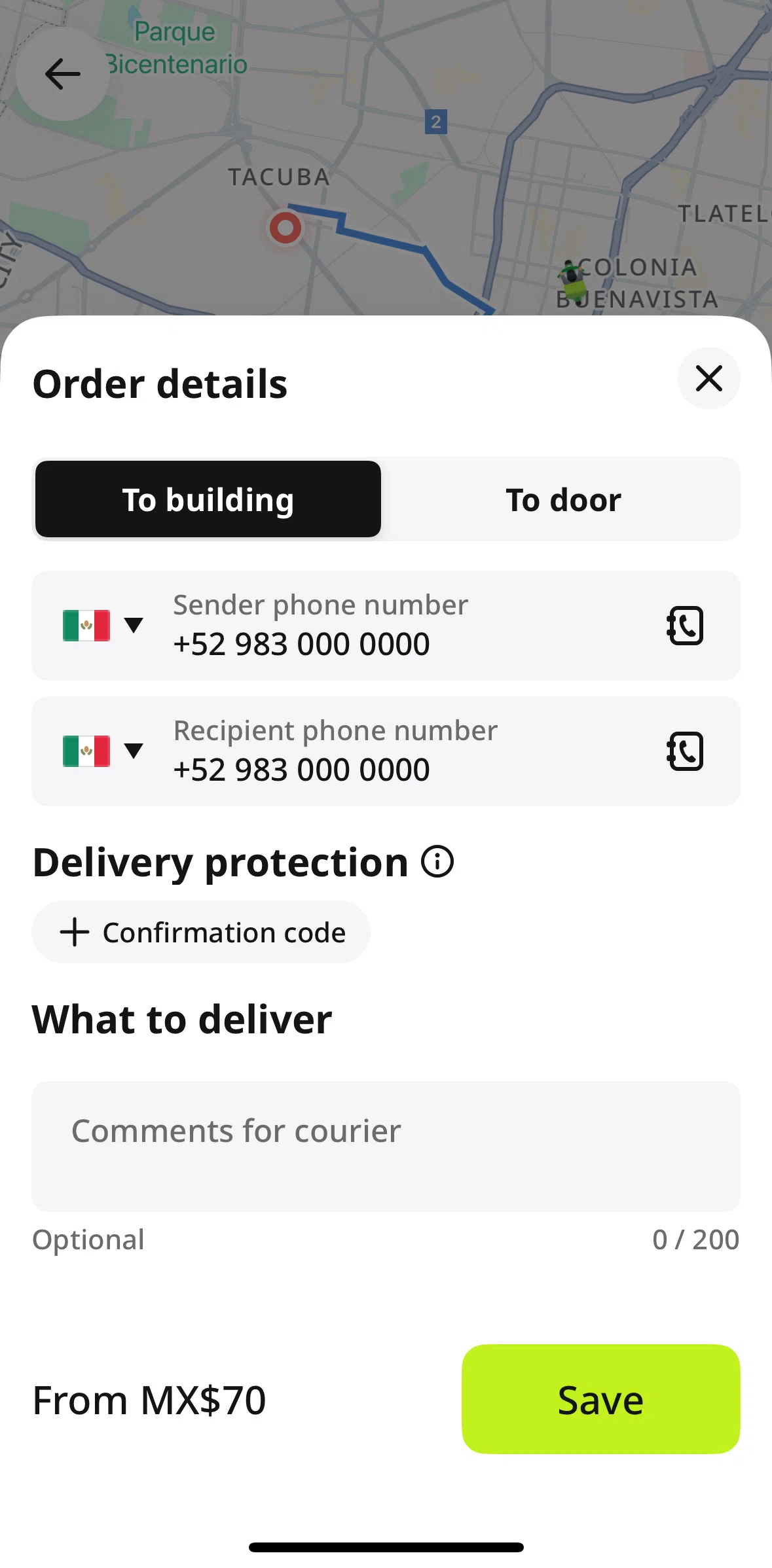 inDrive Screen screen in the Delivery protection information flow