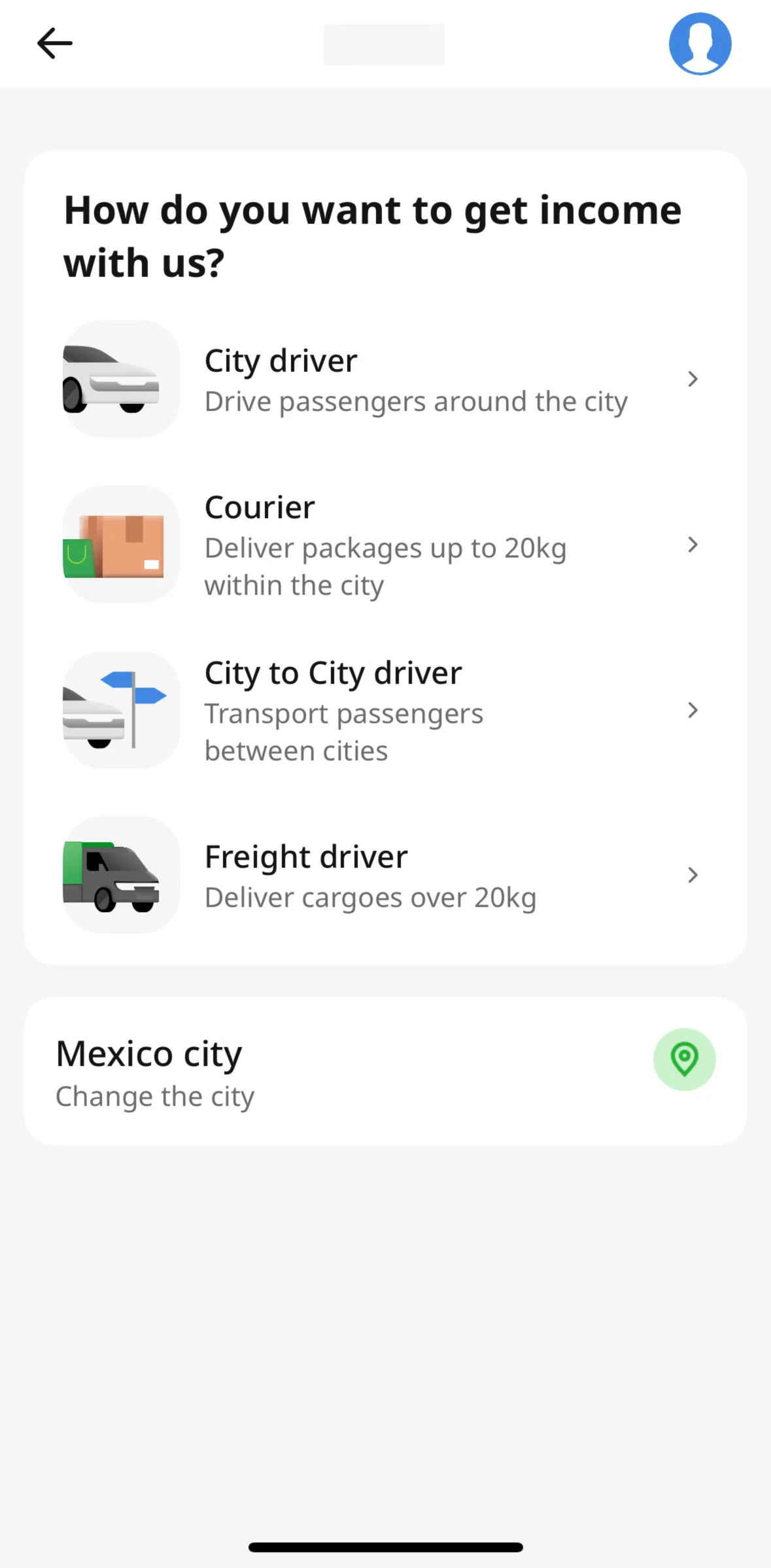inDrive Screen screen in the Editing profile flow
