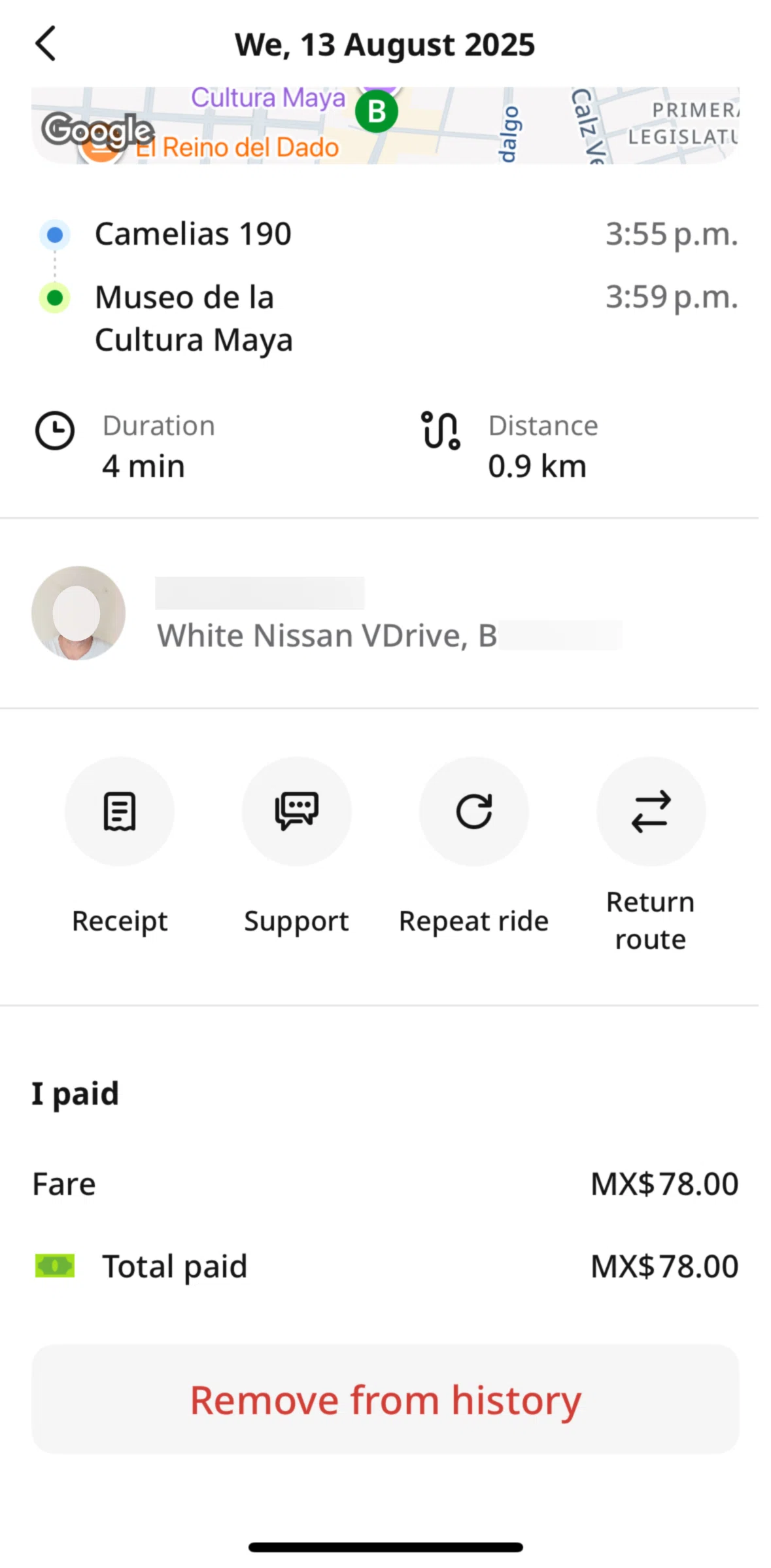 inDrive Screen screen in the Removing an order flow