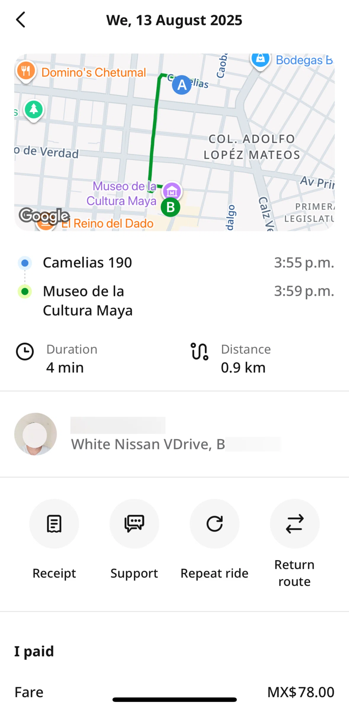 inDrive Screen screen in the Returning a route flow