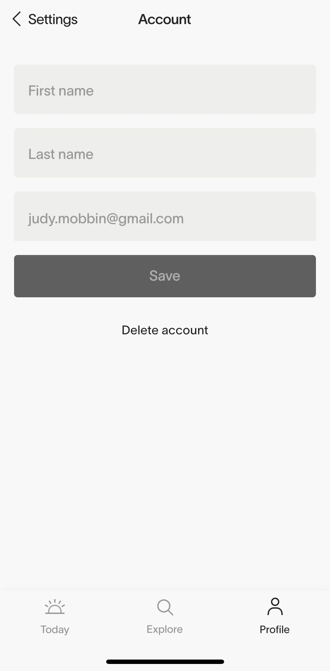 informed News Screen screen in the Deleting account flow