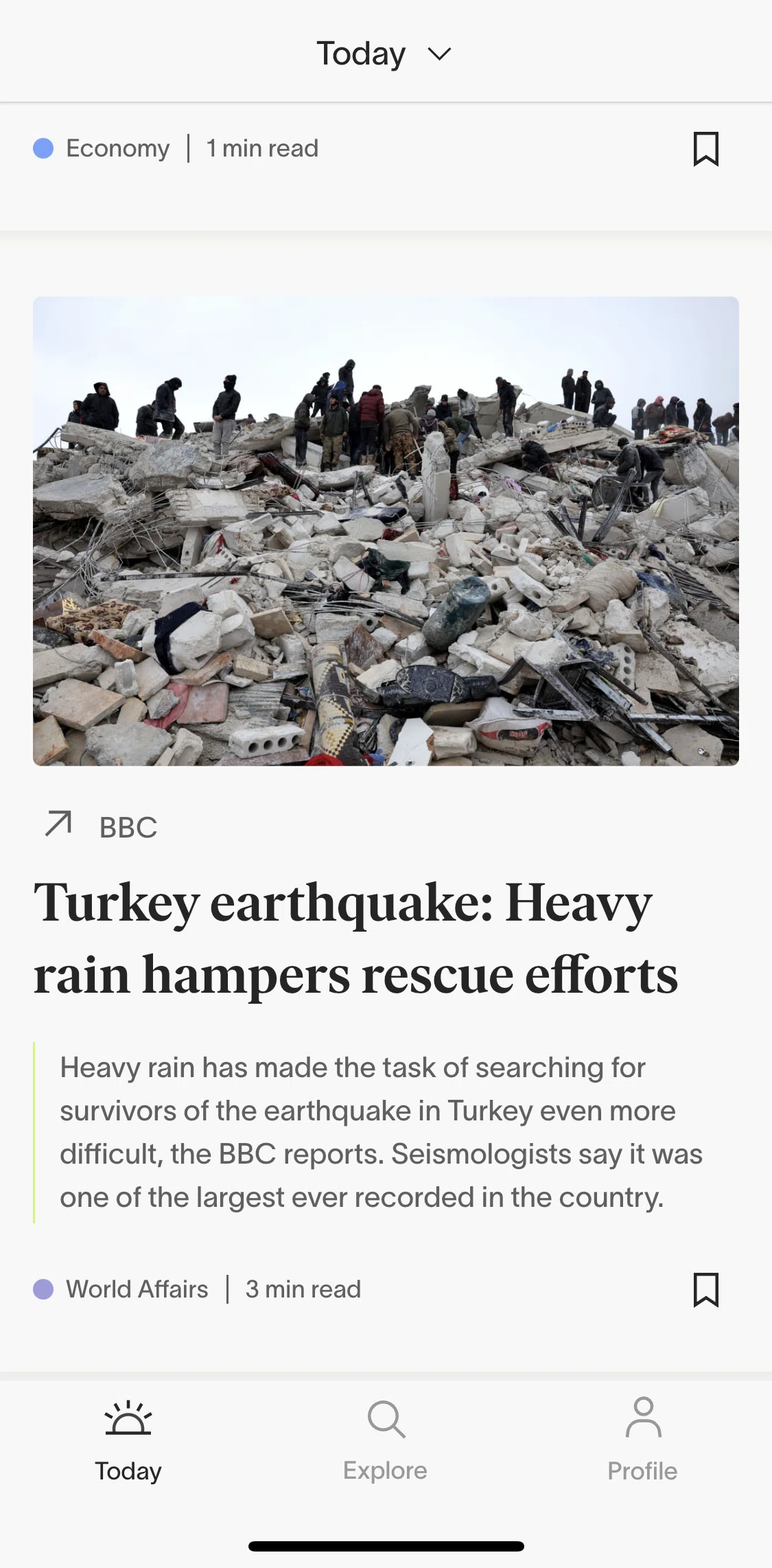informed News Screen screen in the Reading a news article flow