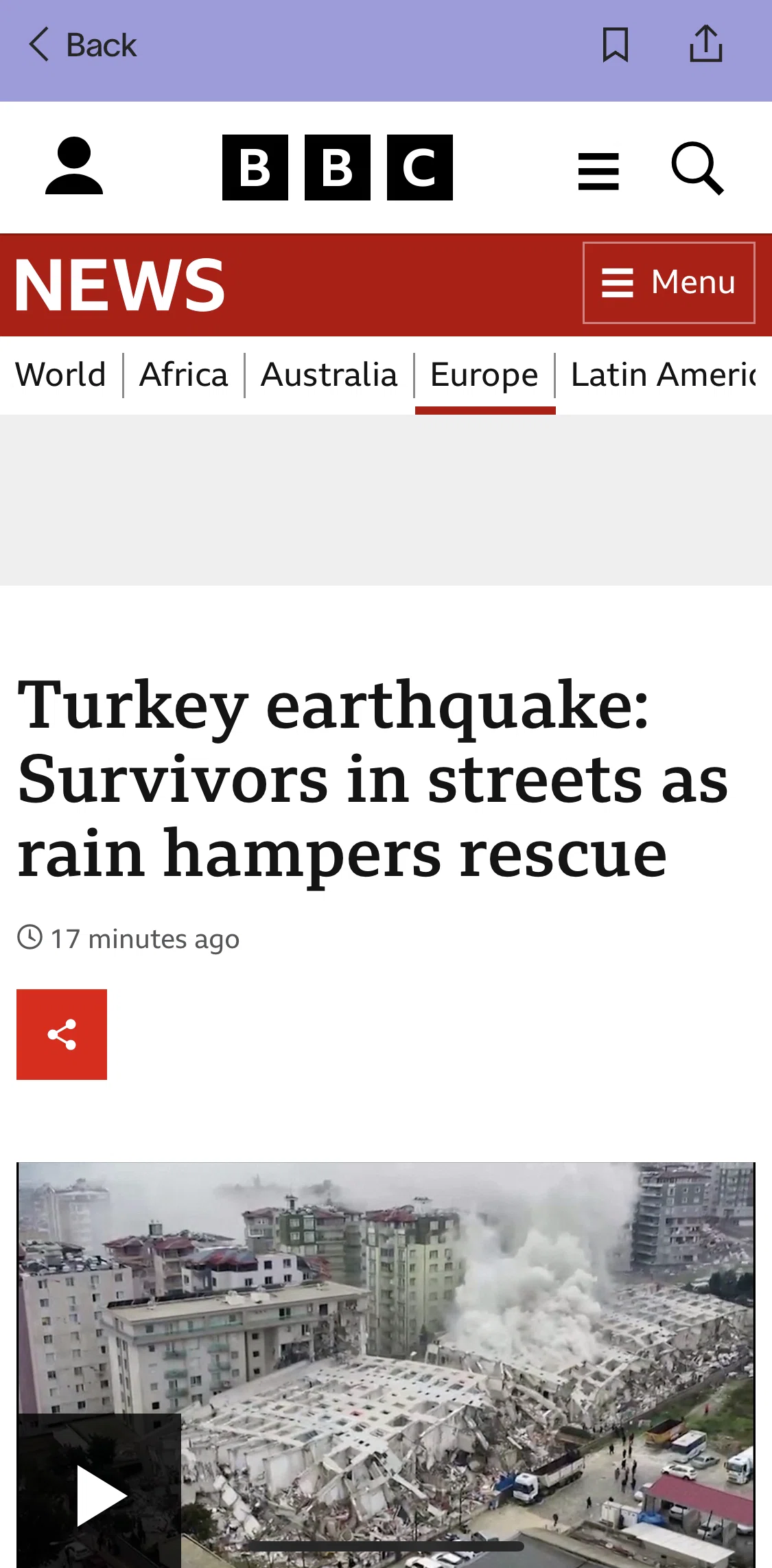 informed News Screen screen in the Sharing an article flow