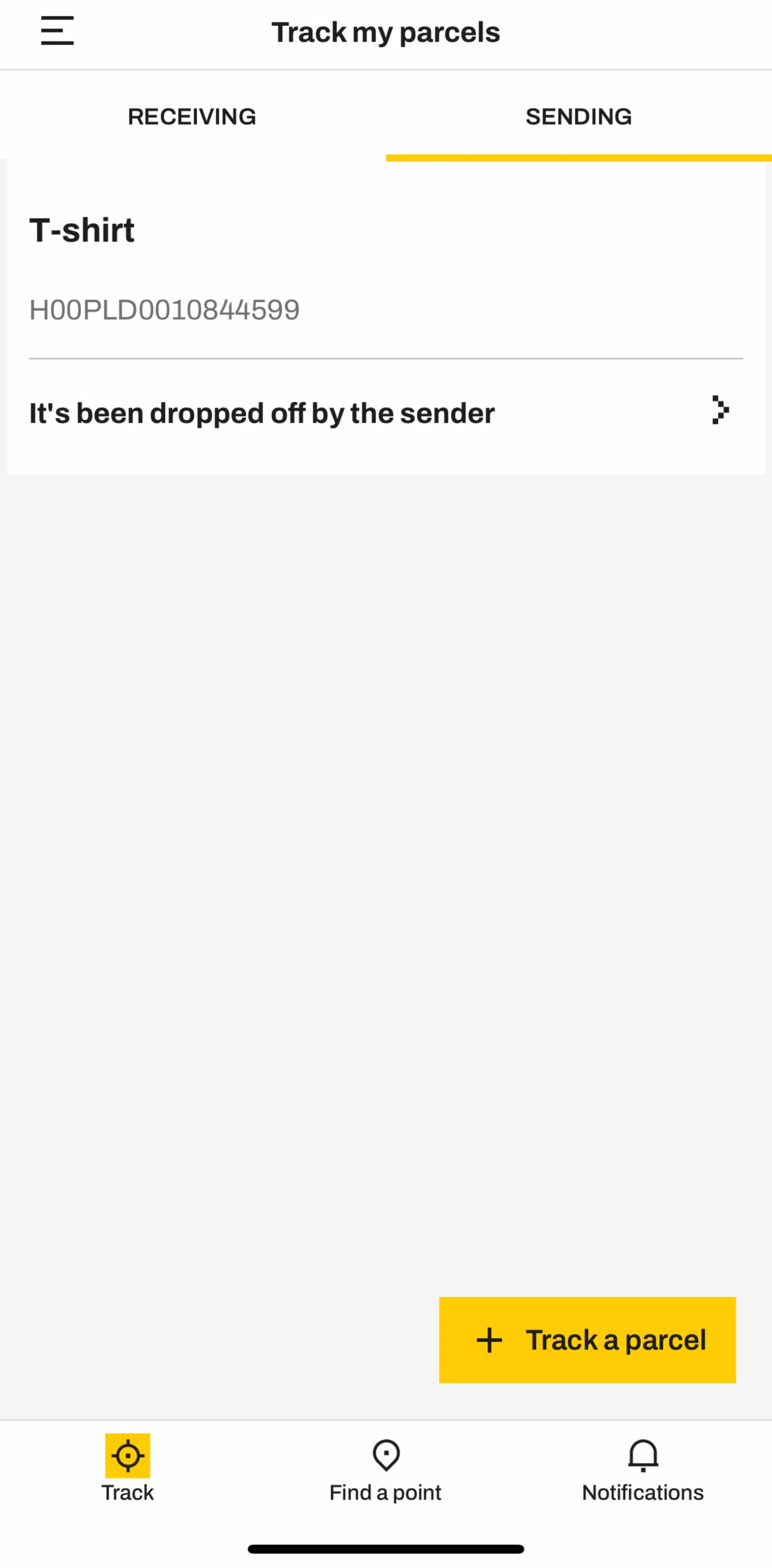 InPost UK Screen screen in the Parcel info flow