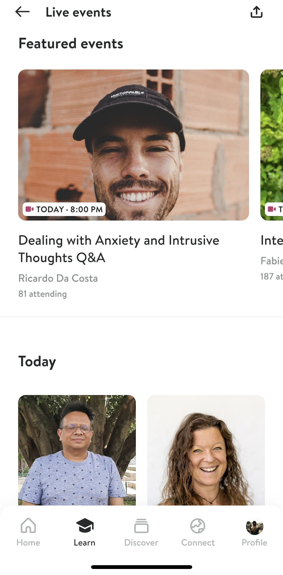 Insight Timer Screen screen in the Attending an event flow
