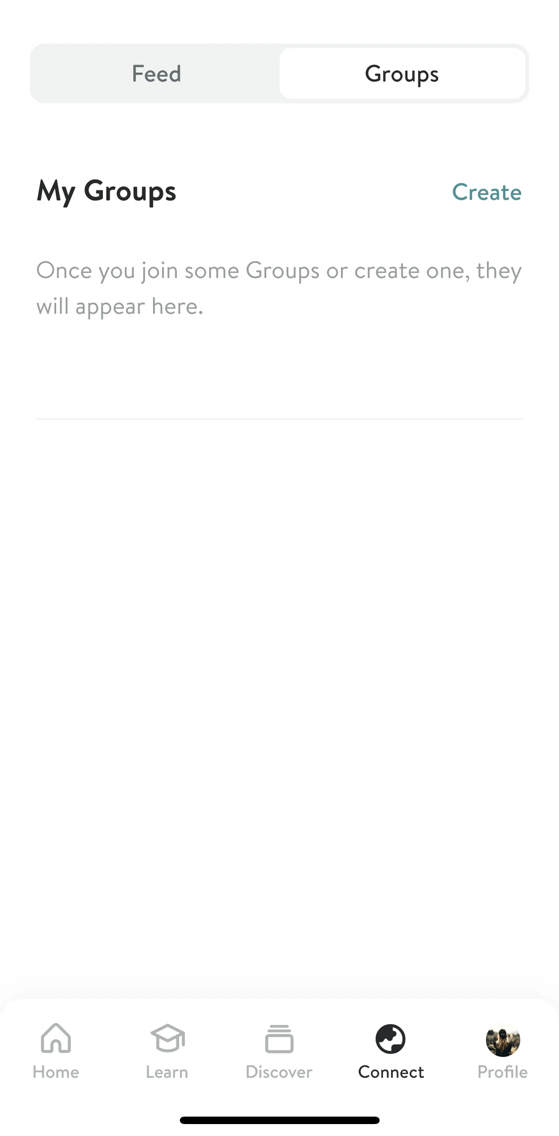 Insight Timer Screen screen in the Creating a group flow