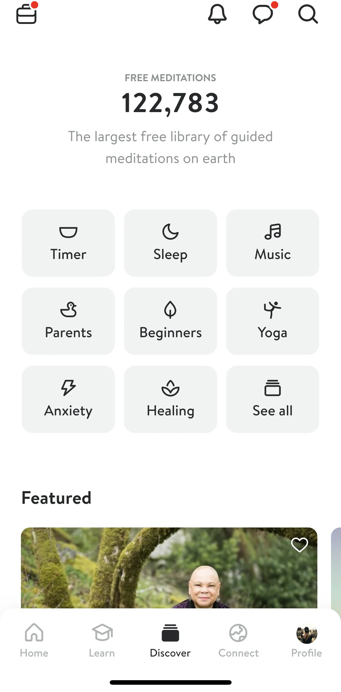 Insight Timer Screen screen in the Discover flow