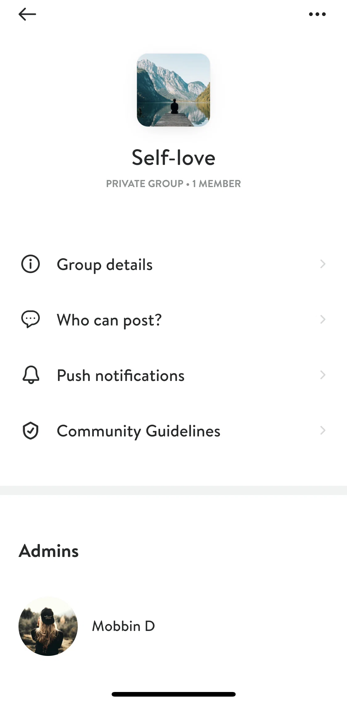 Insight Timer Screen screen in the Group settings flow