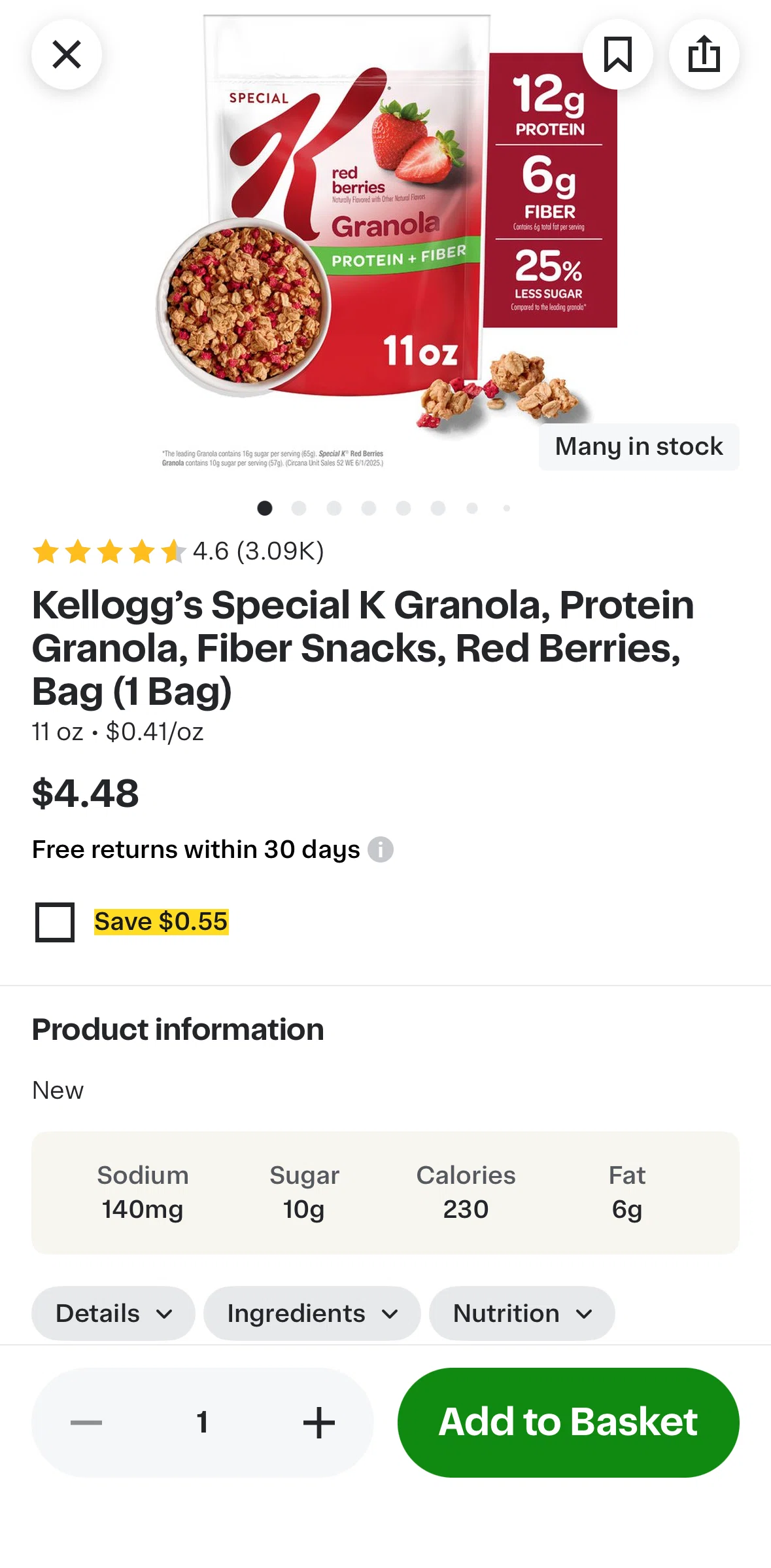 Instacart Screen screen in the Applying a coupon (product detail) flow