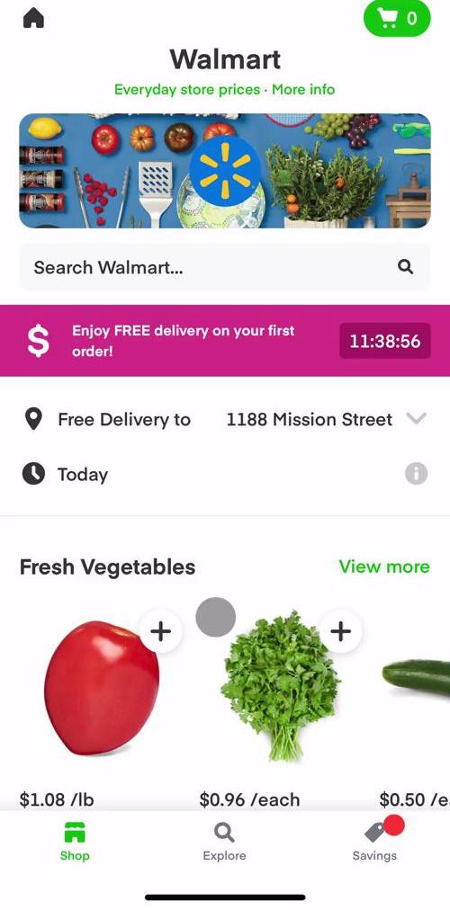 Instacart Shop screen in the Buying Something flow