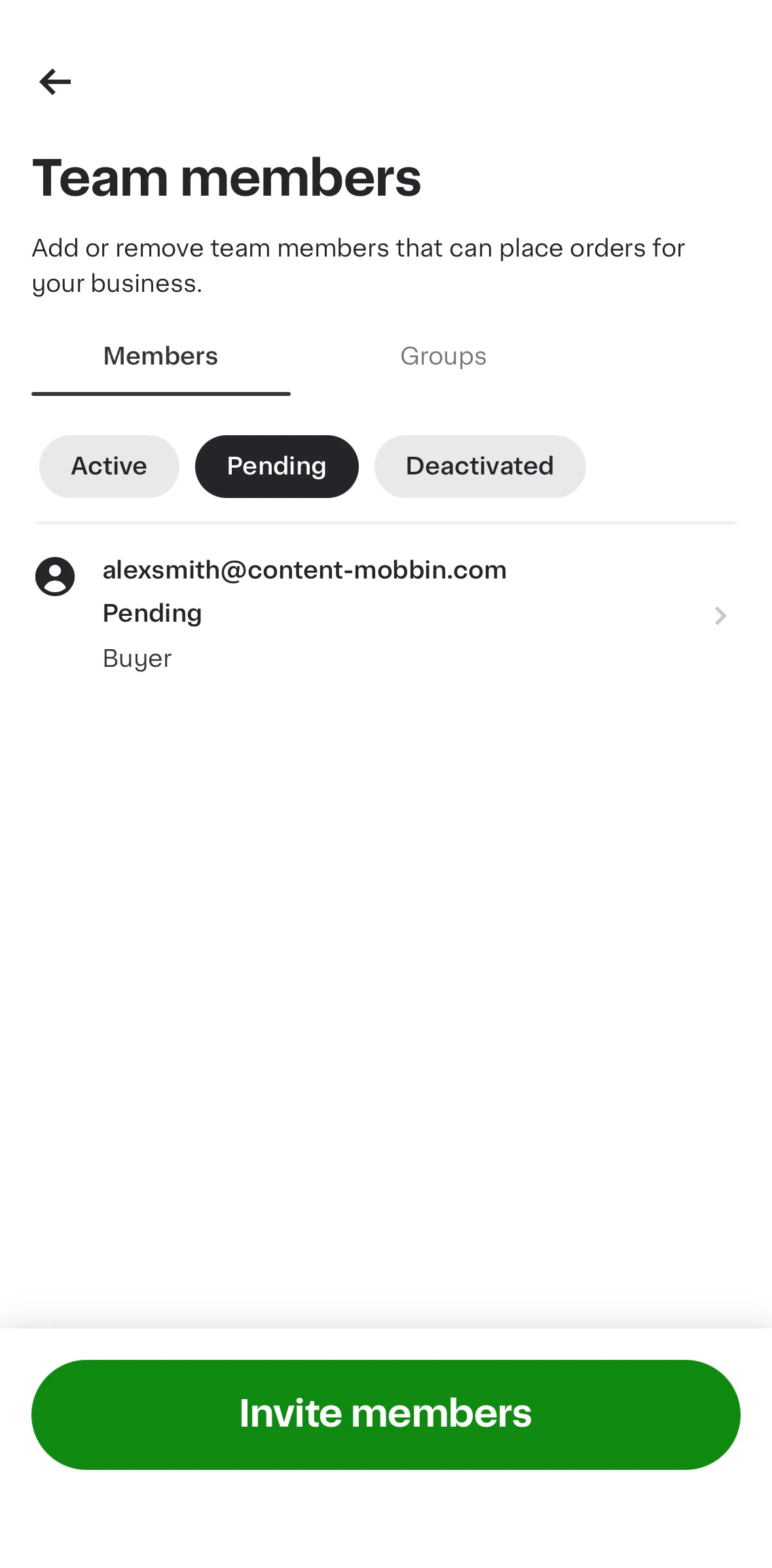 Instacart Screen screen in the Canceling an invitation flow