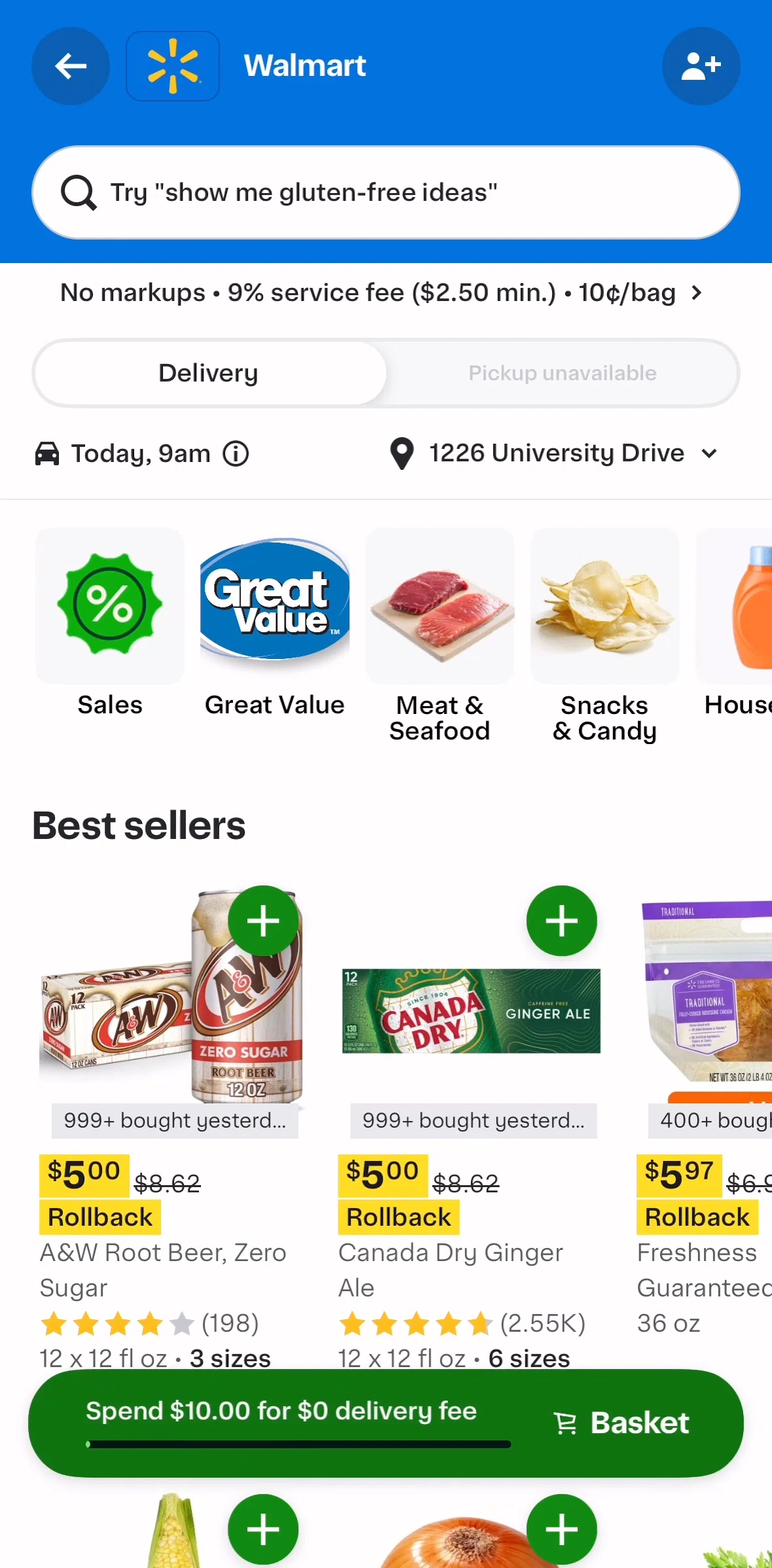 Instacart Screen screen in the Cart flow