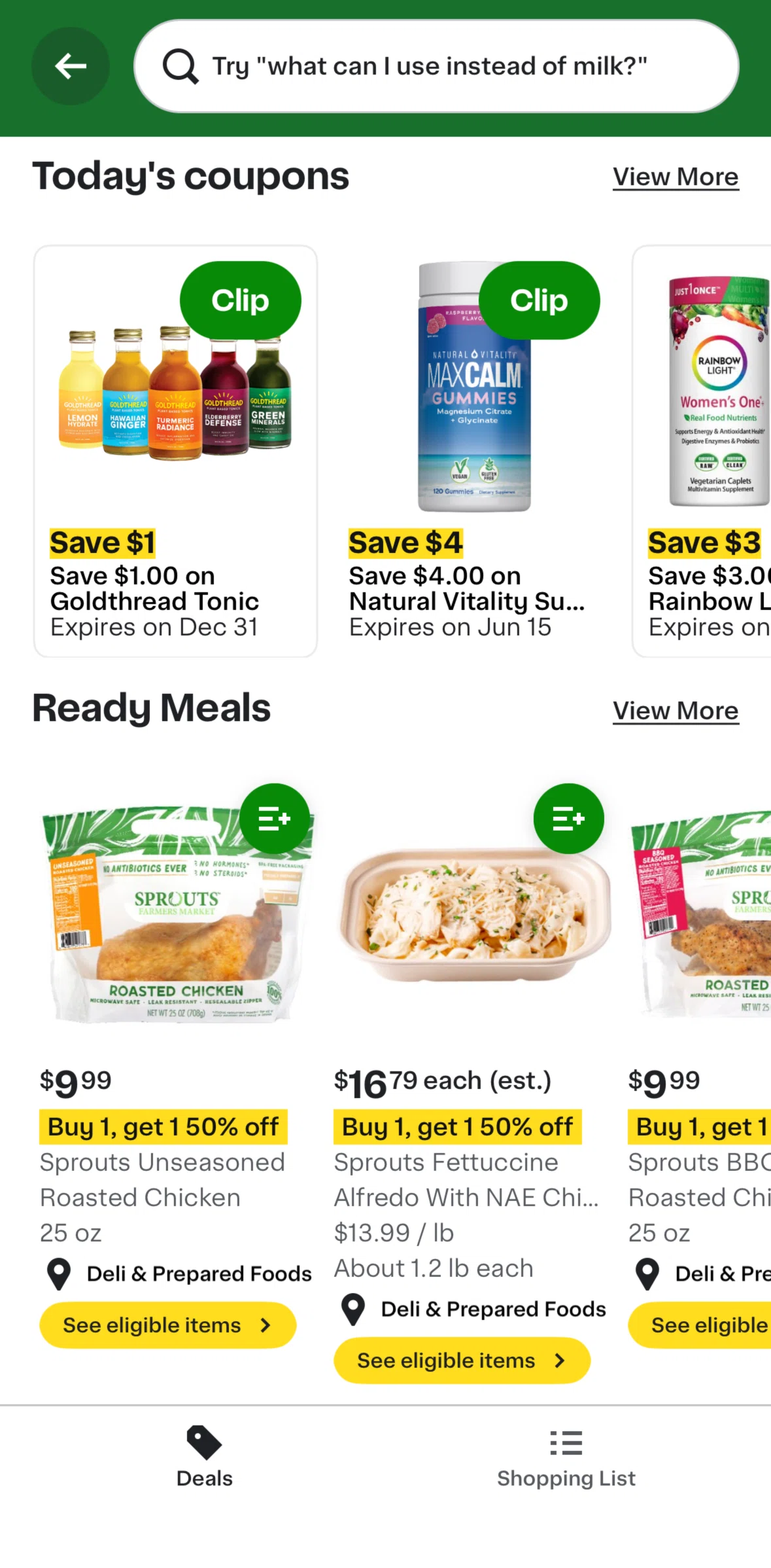 Instacart Screen screen in the Clipping a coupon flow