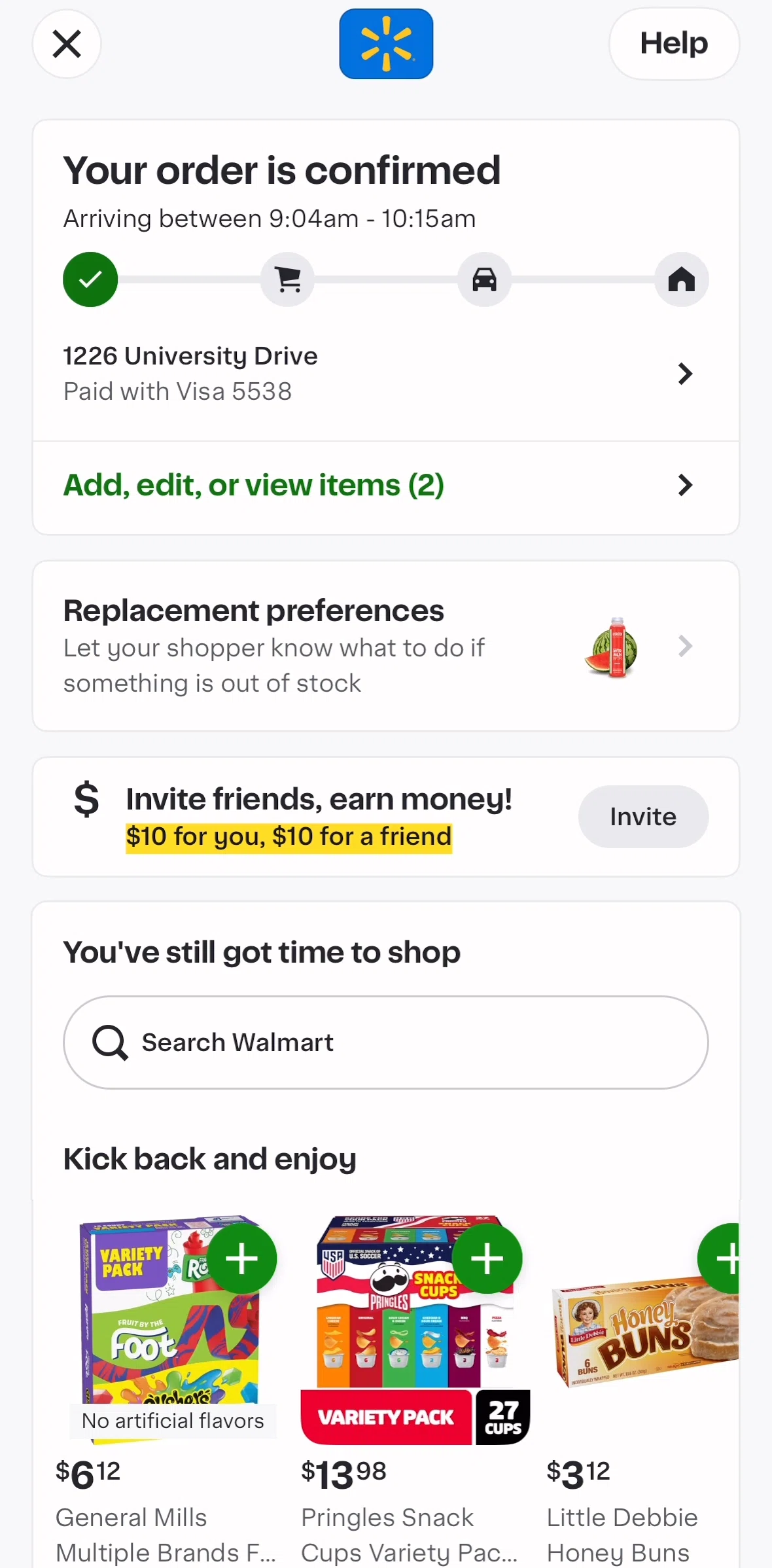 Instacart Screen screen in the Completing an order flow