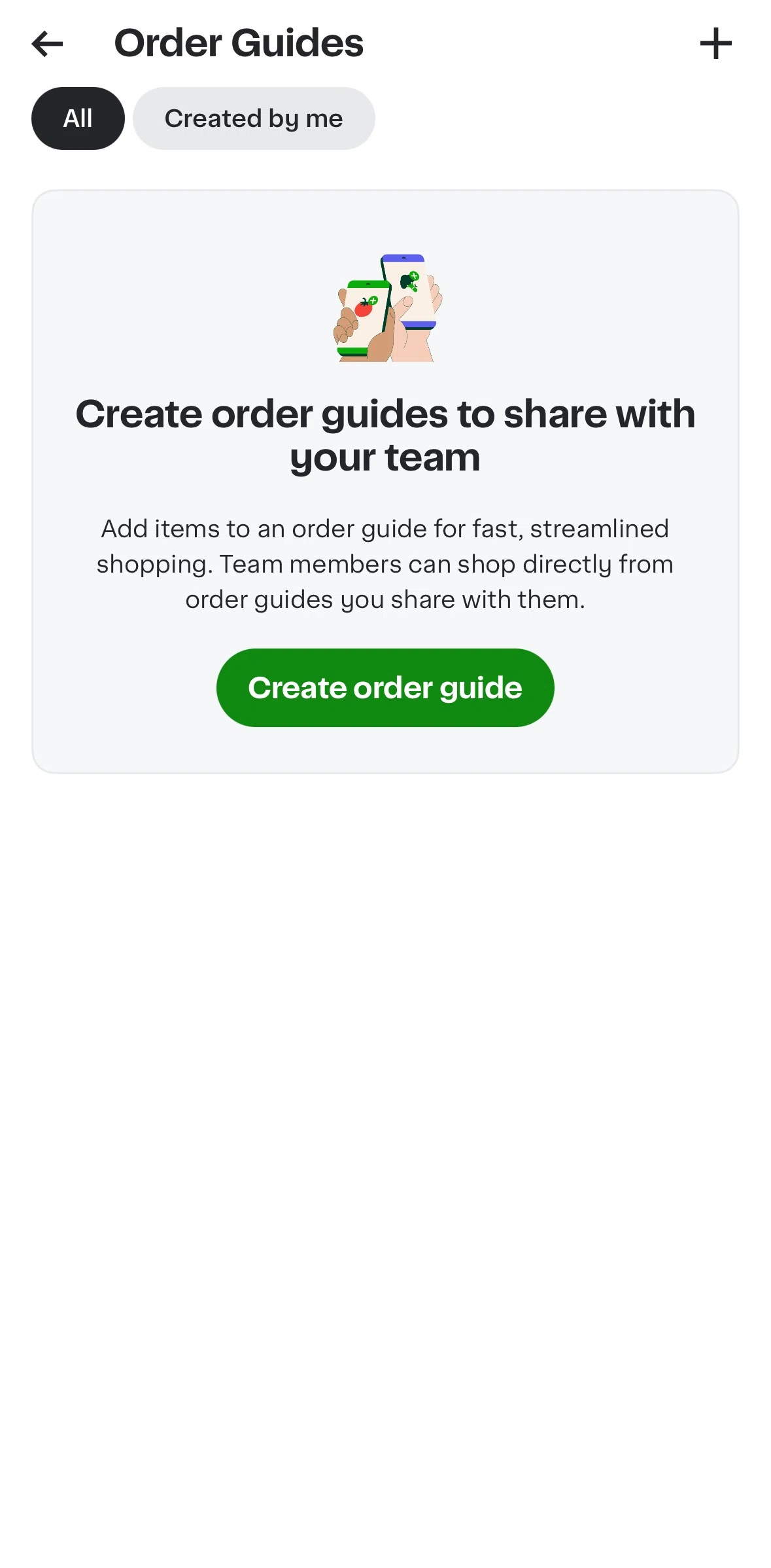 Instacart Screen screen in the Creating an order guide flow