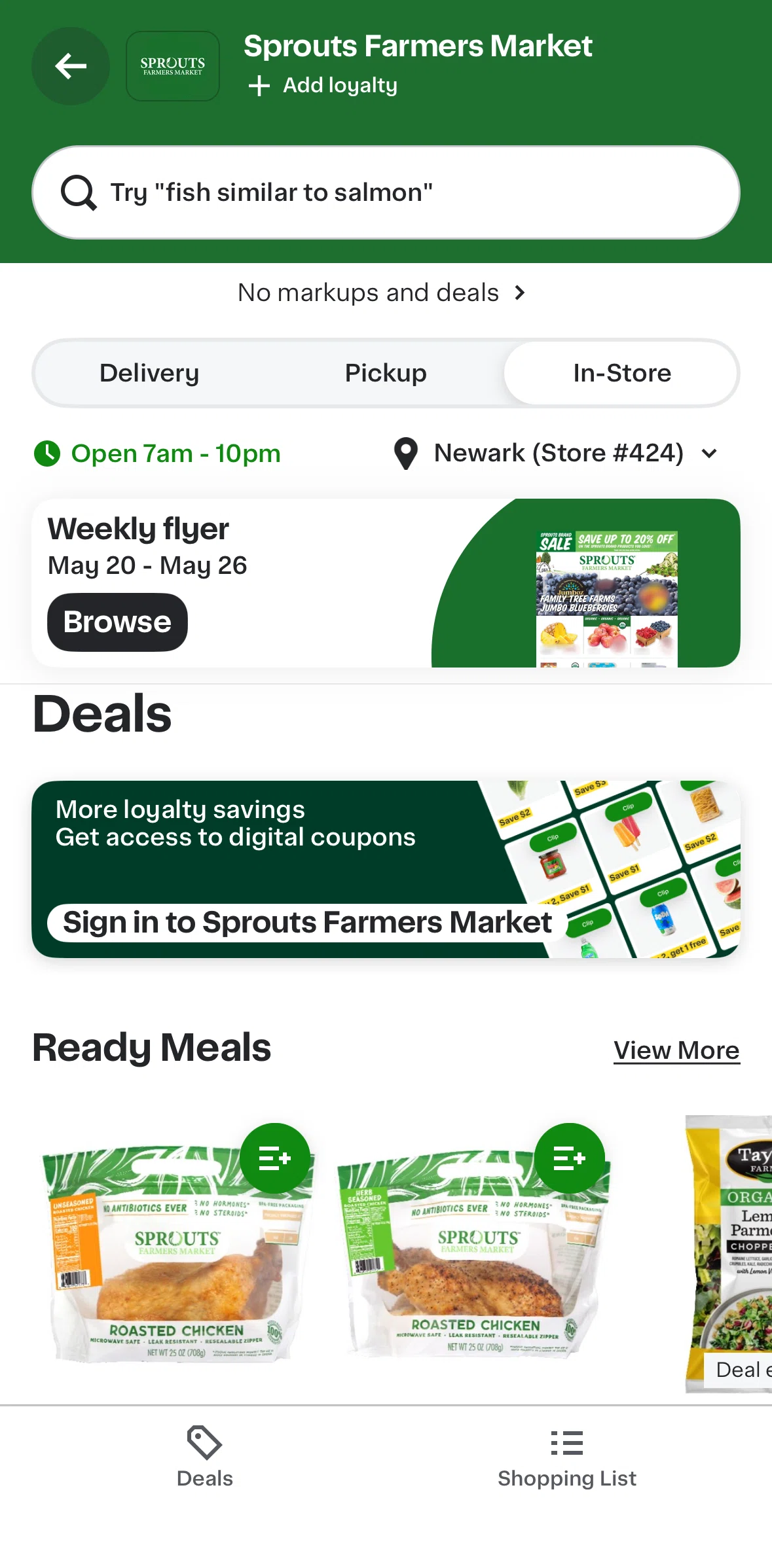 Instacart Screen screen in the In-Store flow