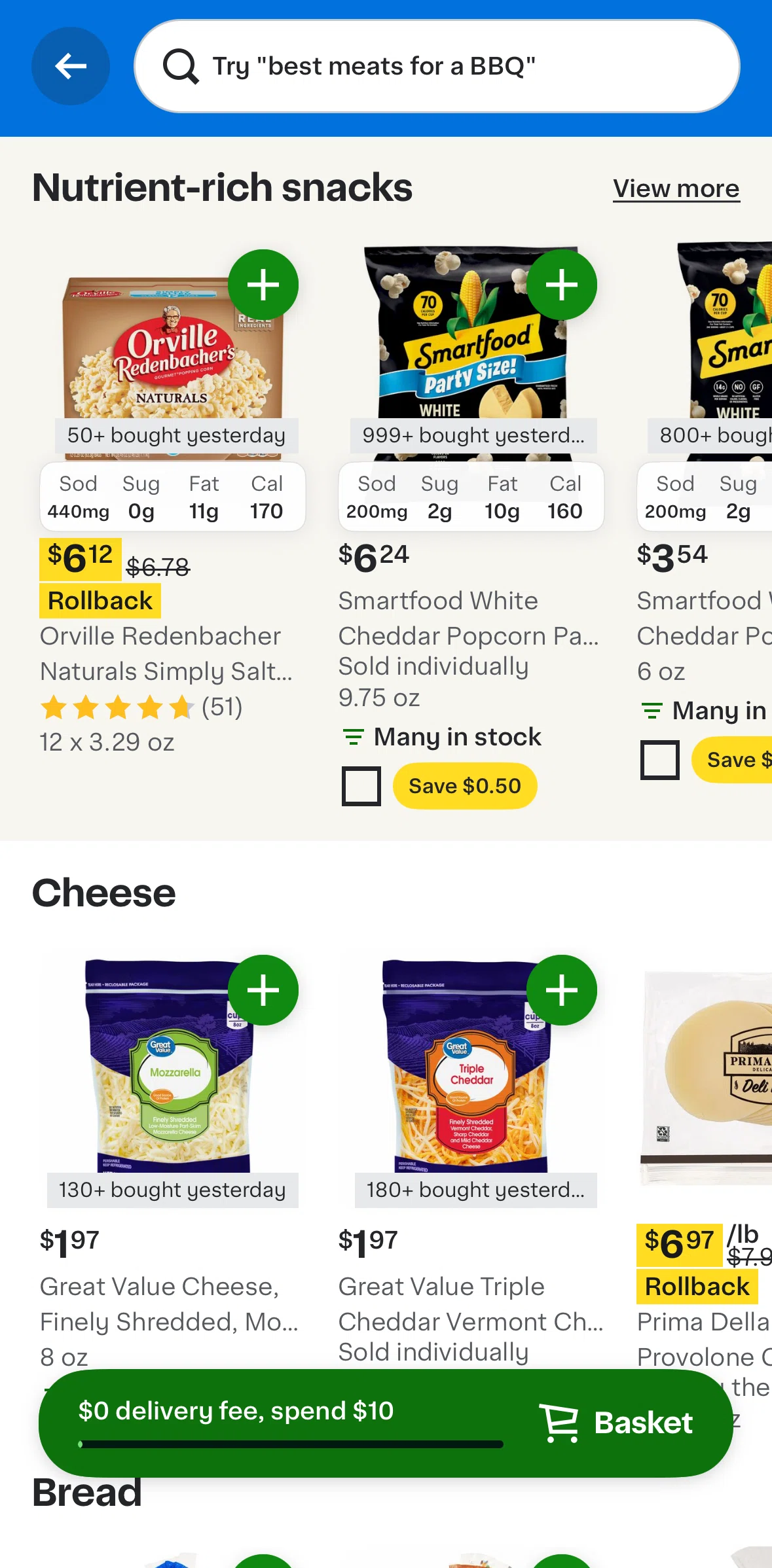 Instacart Screen screen in the Nutrient-rich products flow