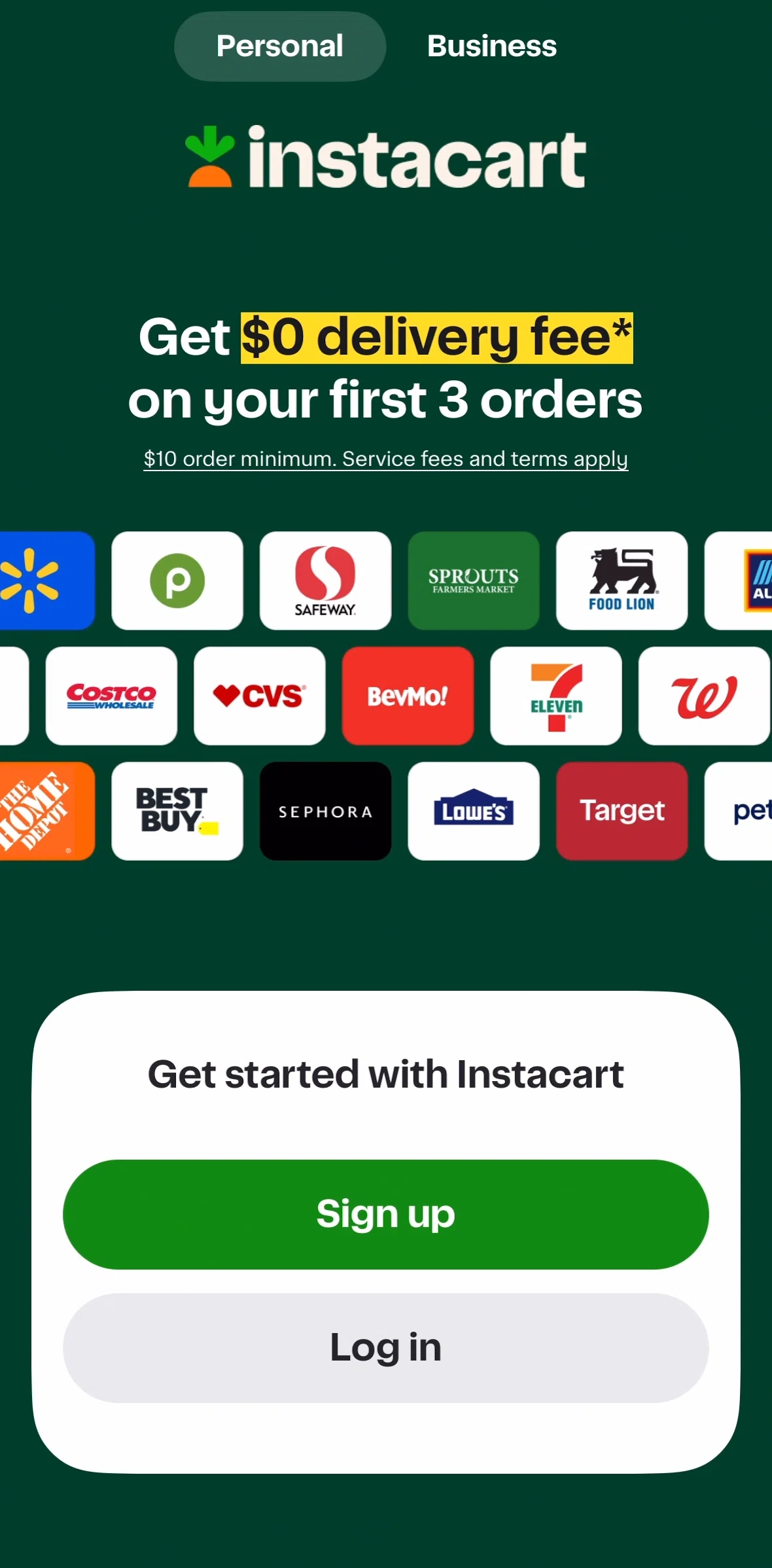 Instacart Screen screen in the Onboarding (Instacart Business) flow