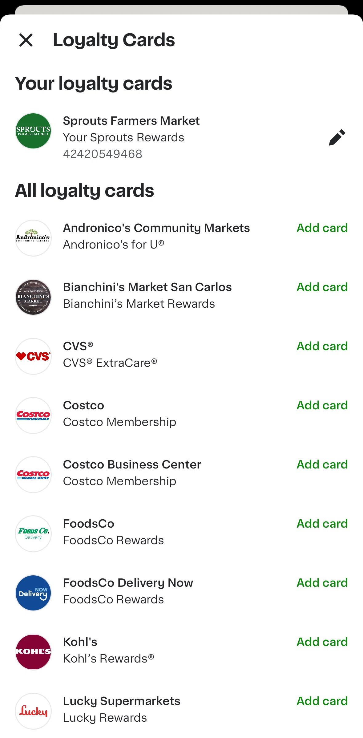Instacart Screen screen in the Register for a store membership flow