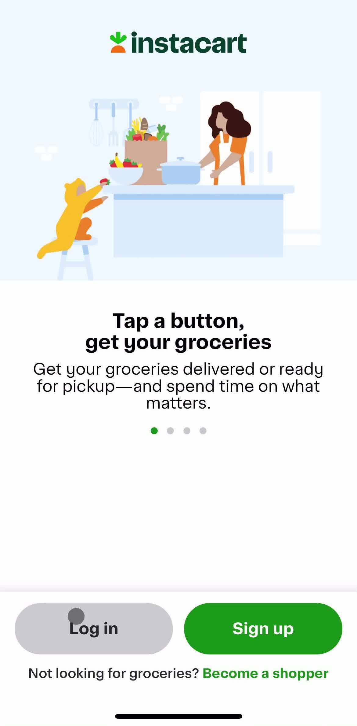 Instacart Login screen in the Resetting Password flow