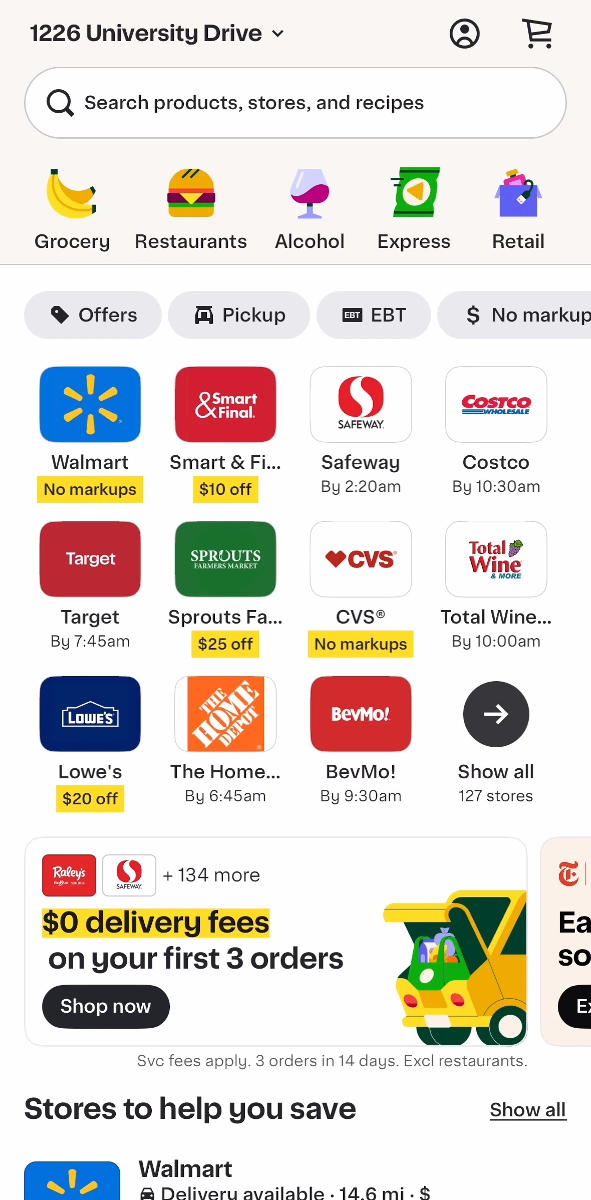 Instacart Screen screen in the Searching Instacart flow