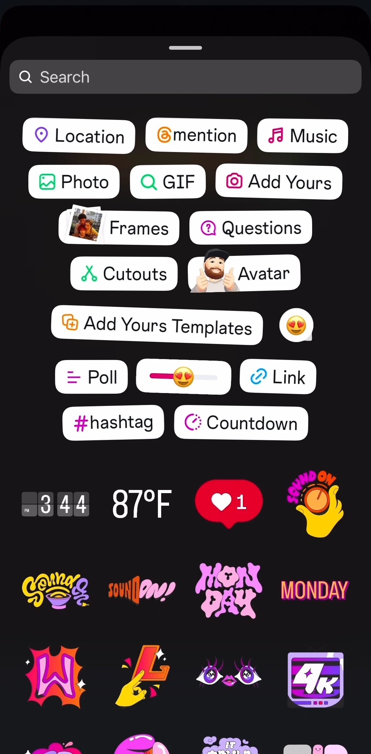 Instagram Screen 1 screen in the Adding a countdown flow