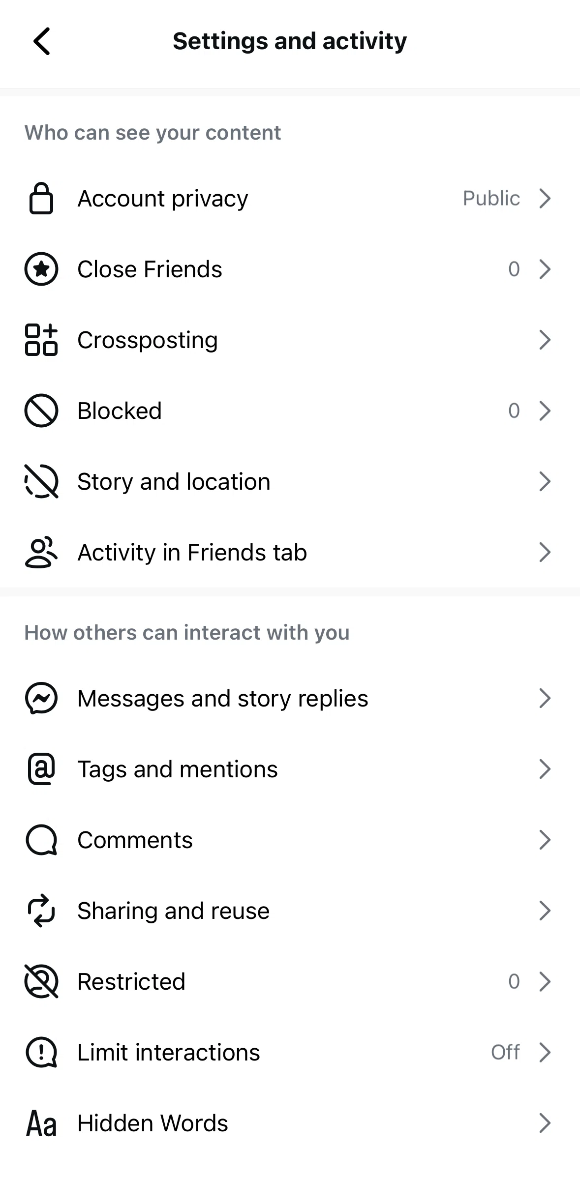 Instagram Screen 1 screen in the Adding a hidden word flow