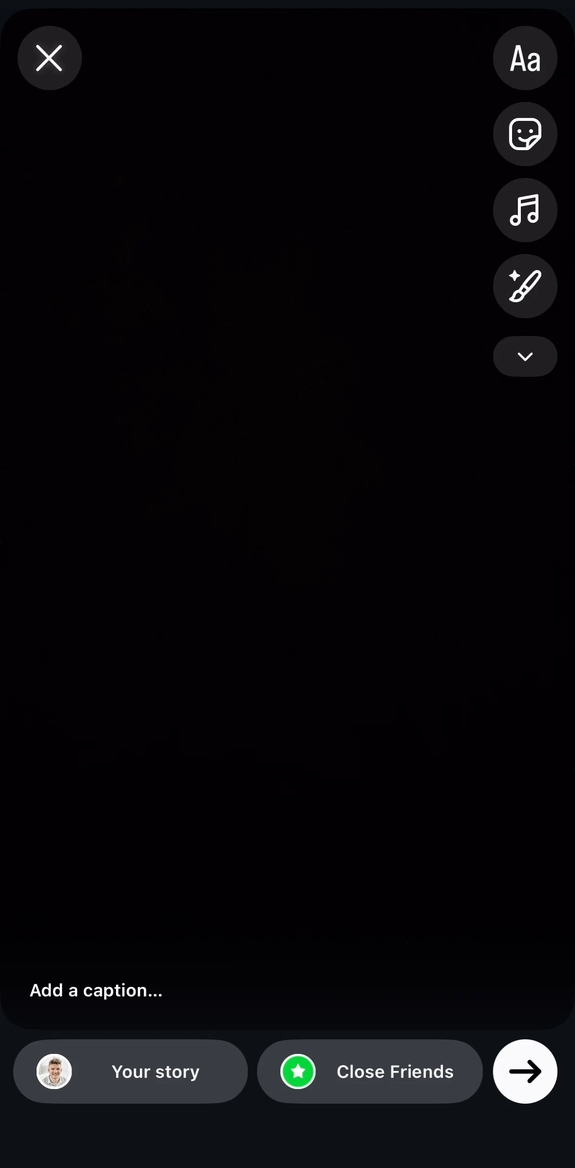 Instagram Screen 1 screen in the Adding text flow