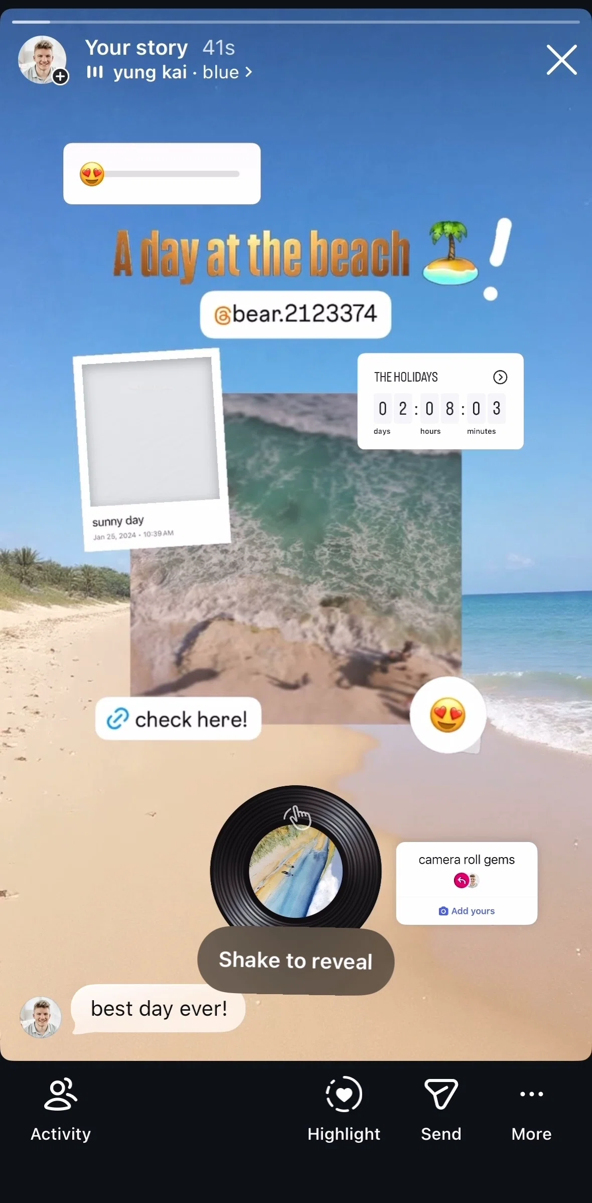 Instagram Screen 1 screen in the Adding to highlight flow