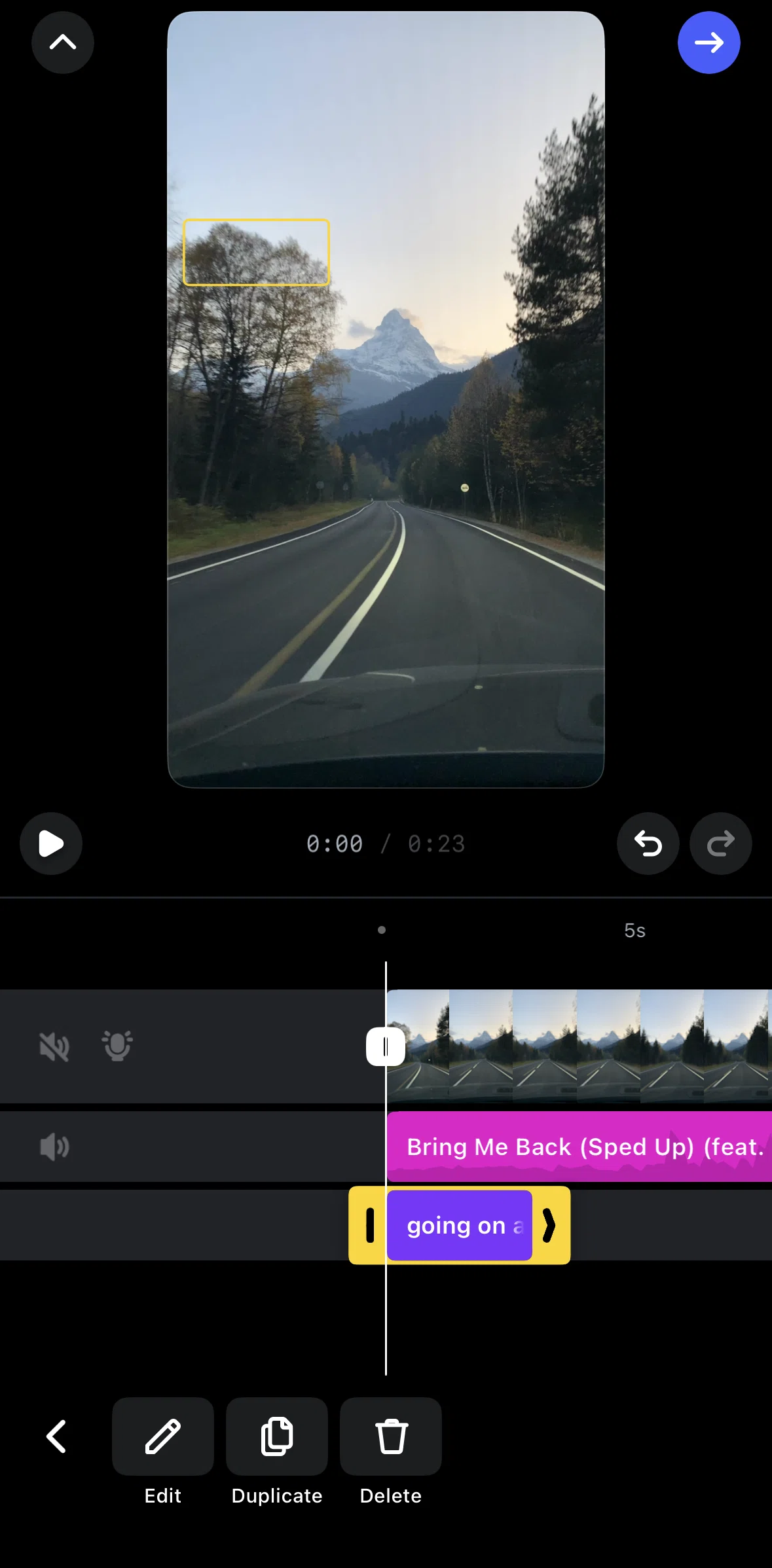 Instagram Screen 1 screen in the Changing text duration flow