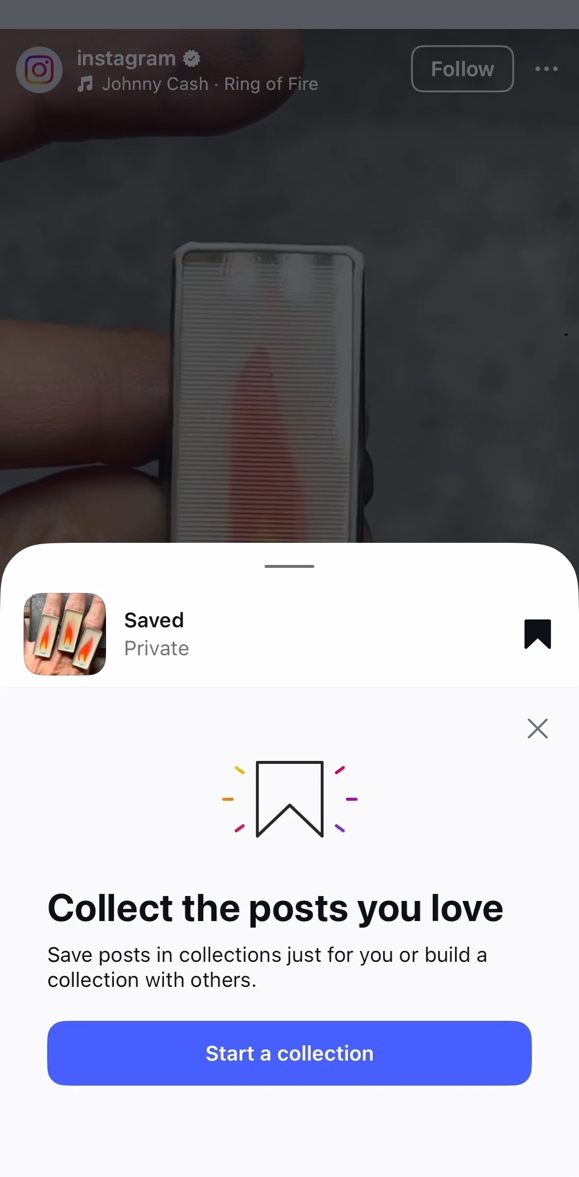 Instagram Screen 1 screen in the Creating a collection flow