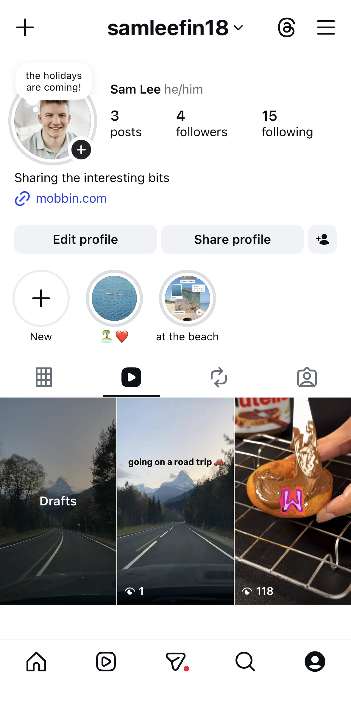 Instagram Screen 1 screen in the Creating a highlight flow