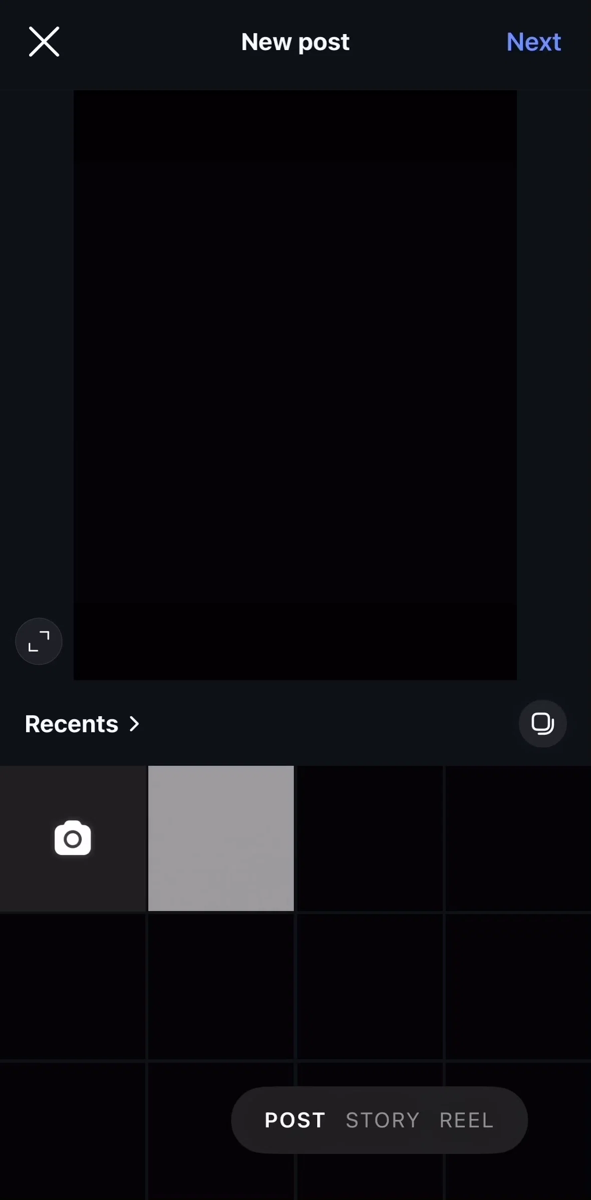 Instagram Screen 1 screen in the Creating a post flow