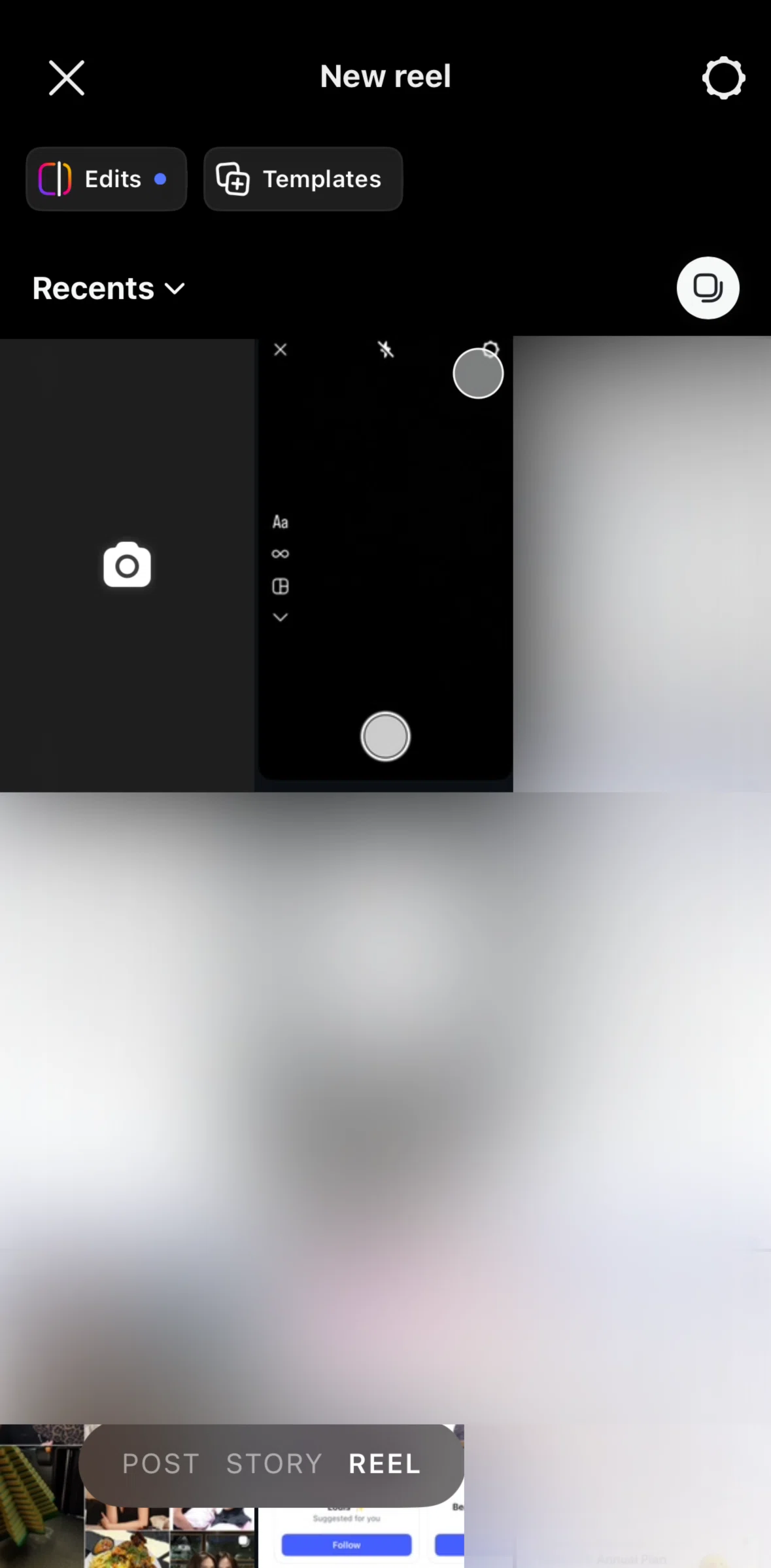 Instagram Screen 1 screen in the Creating a reel flow
