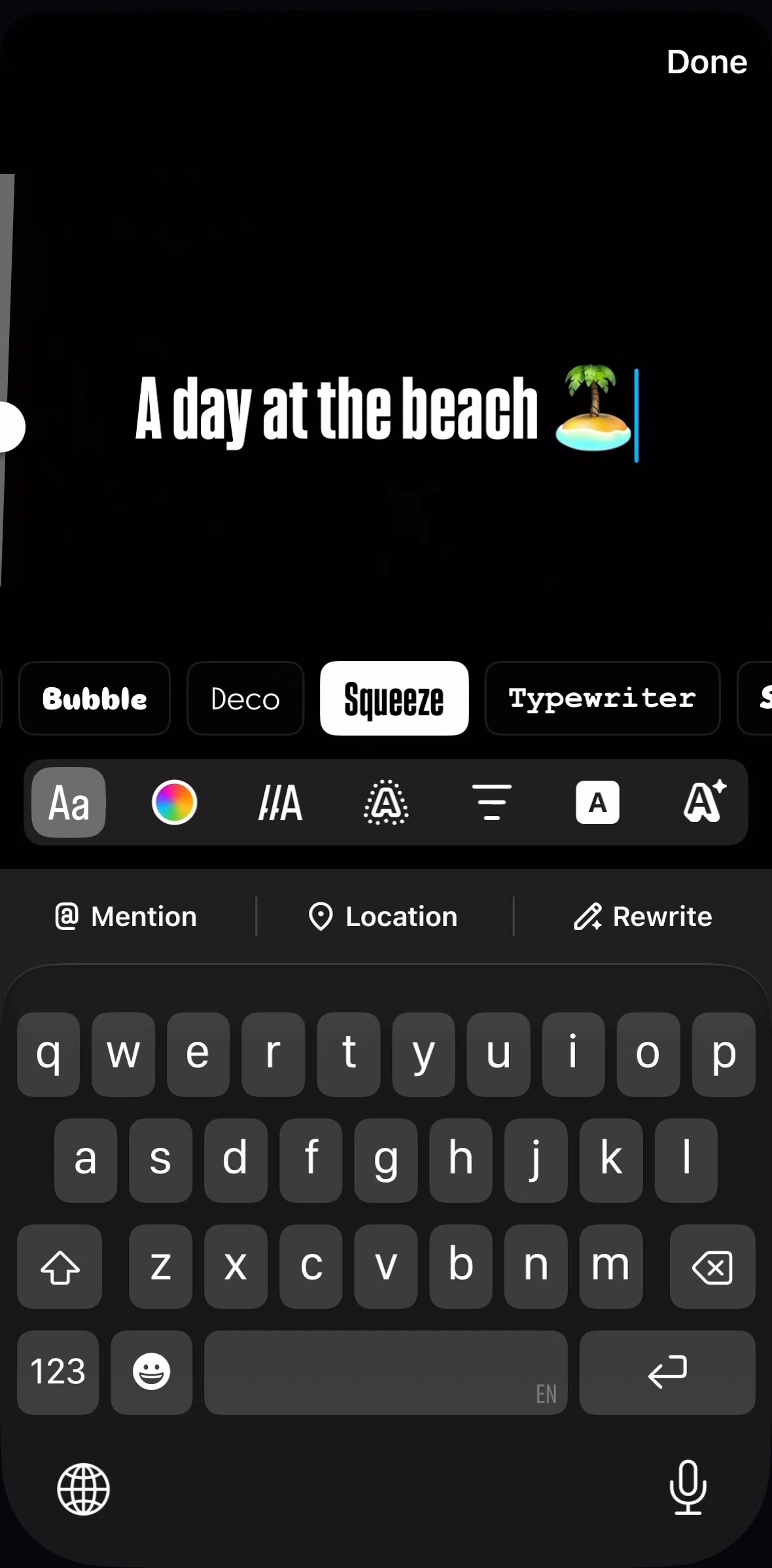 Instagram Screen 1 screen in the Editing text flow