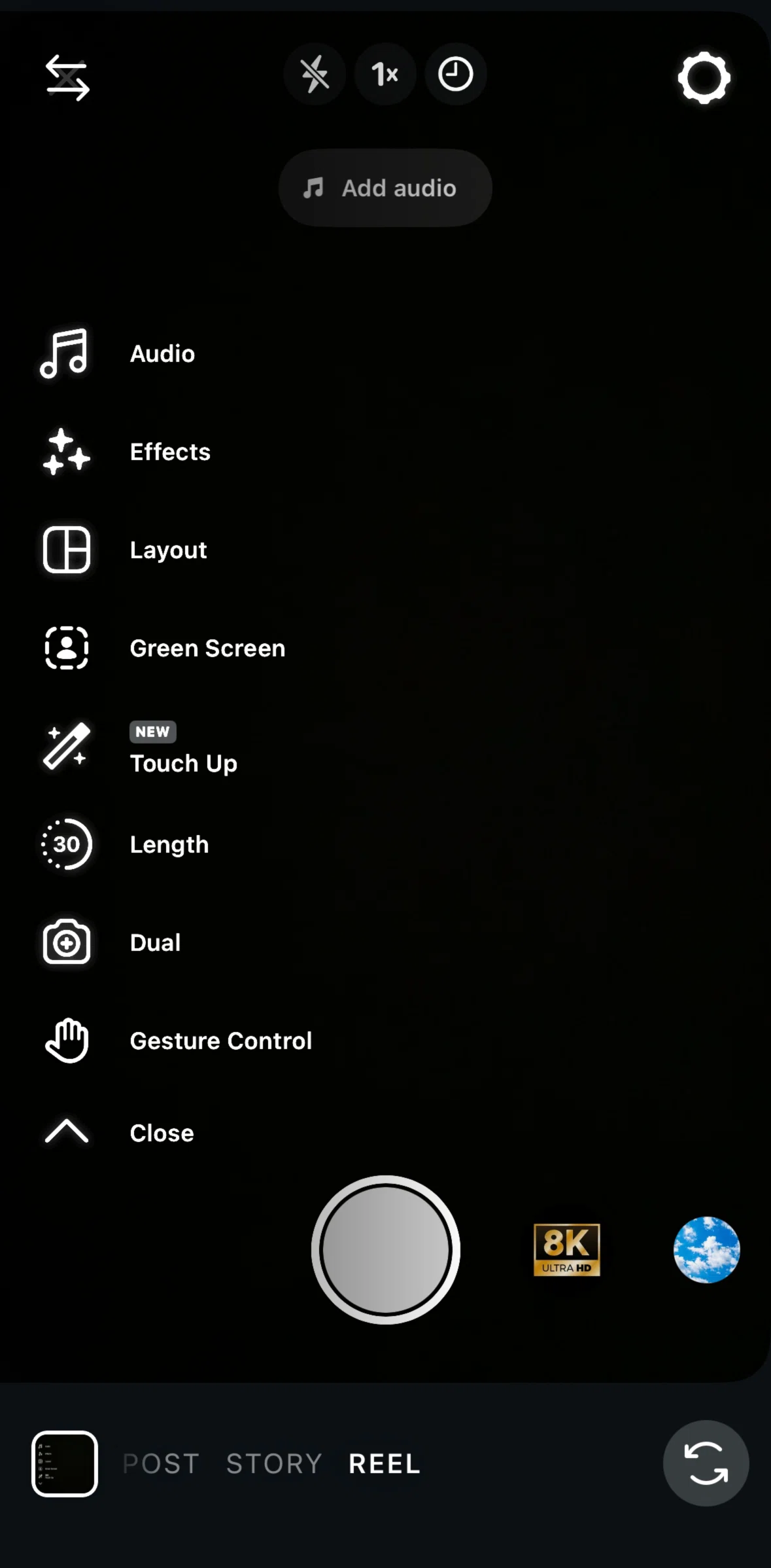Instagram Screen 1 screen in the Gesture control flow