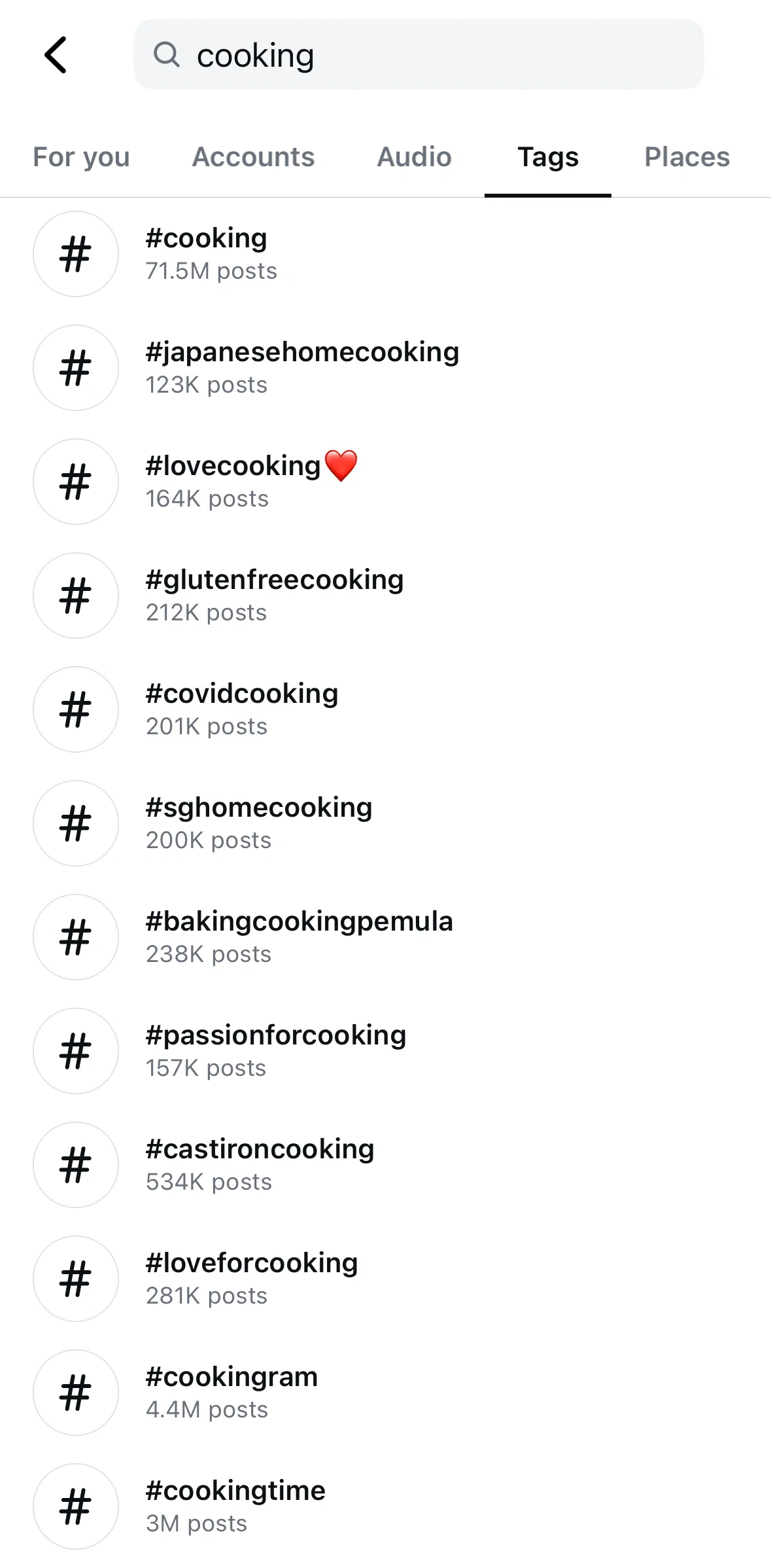 Instagram Screen 1 screen in the Hashtag detail flow
