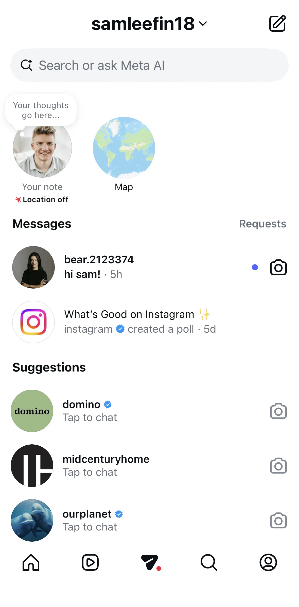 Instagram Screen 1 screen in the Messaging a user flow